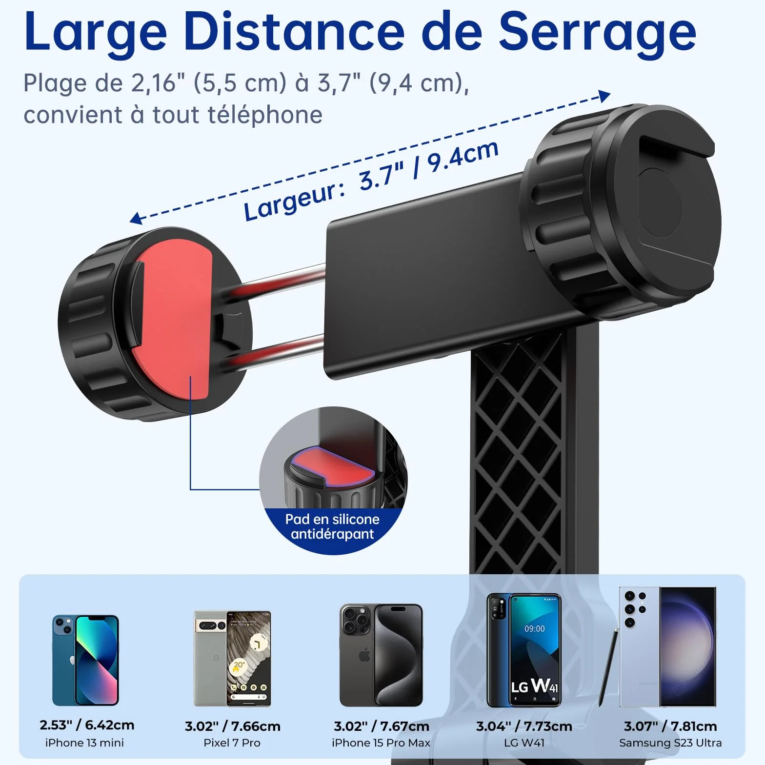 SYNCWIRE Adaptateur Trépied Smartphone avec 2 Sabots Froids, Vis 1/4", Rotatif 360°