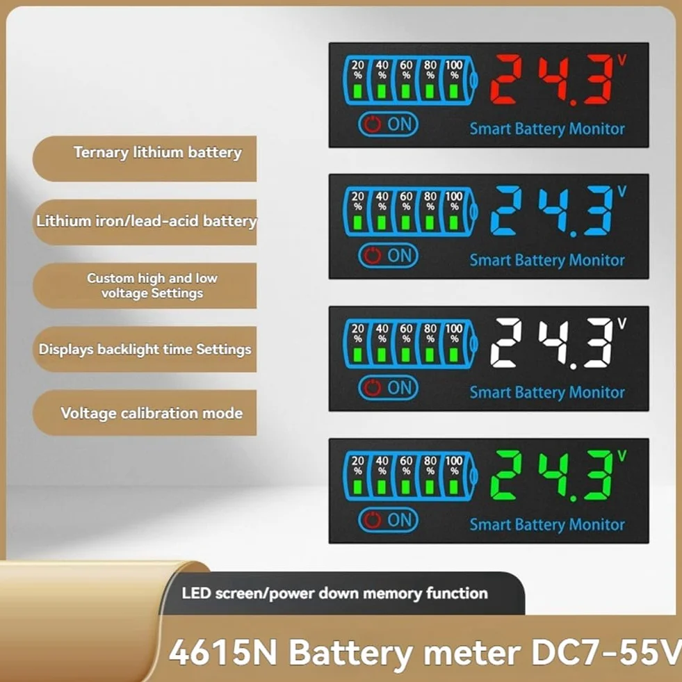 18650 Li-Ion Lipo Lithium Test 7-55V Acide Batterie Indicateur de Niveau Testeur LEDAffichage Compteur Module Capacité Tension Compteur,C