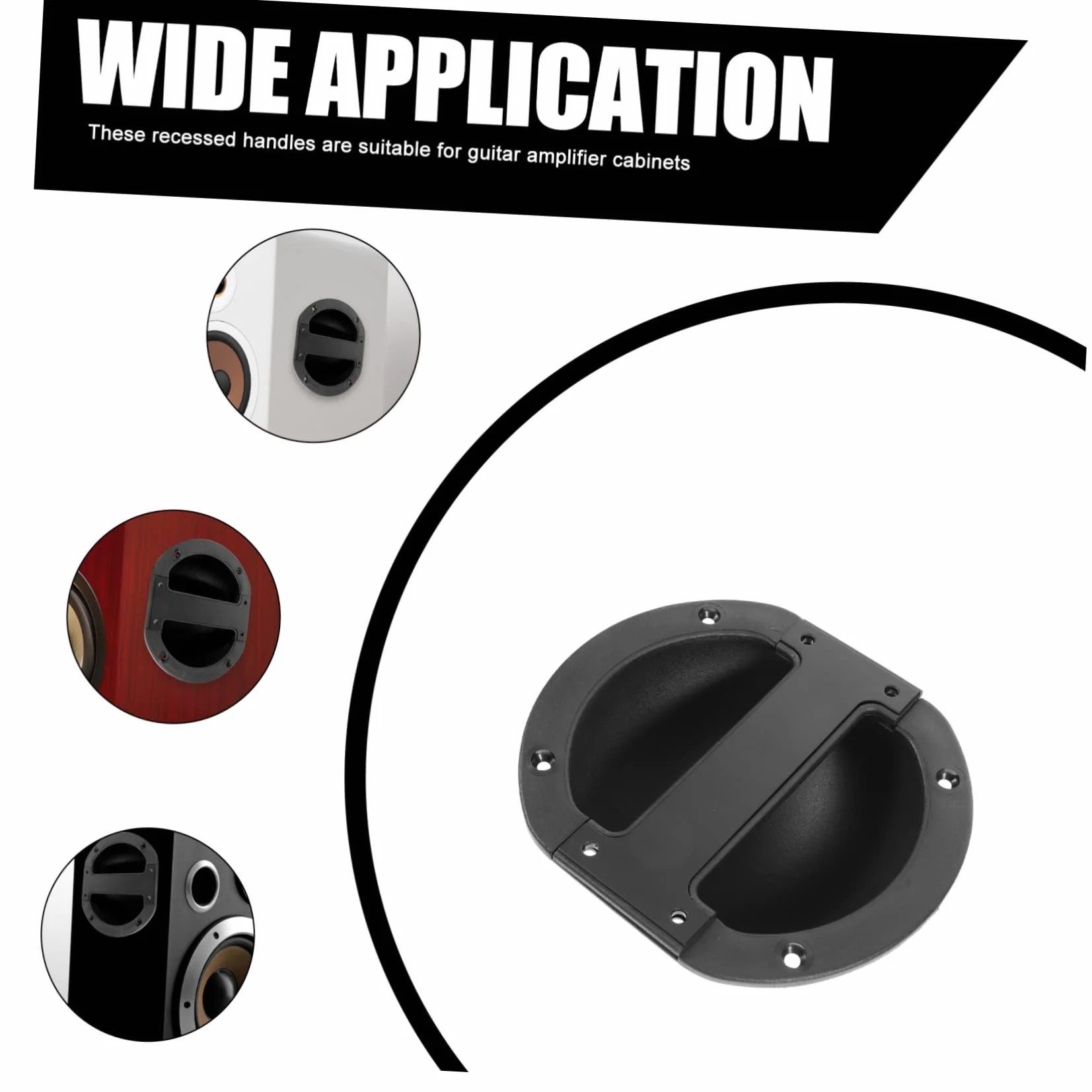 Poignée Robuste Haut-Parleur Encastrée en Ronde Plastique de Légère Design et Fer Fonctionnel pour Haut-parleurs et Enceintes de Scène
