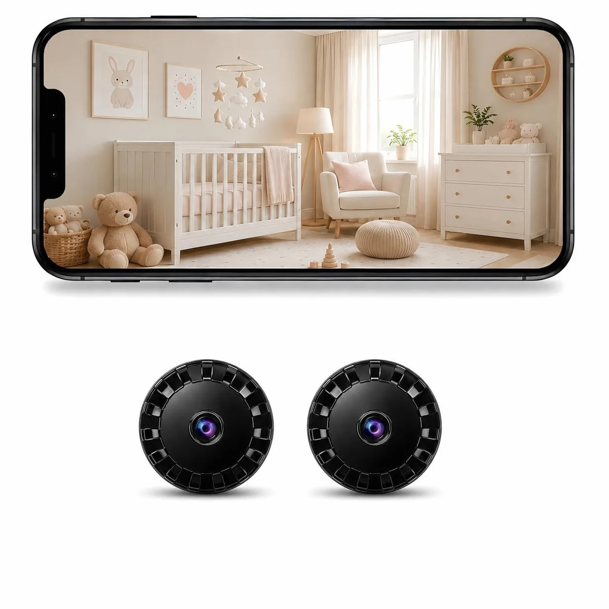 2026 Caméras Espion Mini Camera sans Fil de Surveillance, HD 1080P WiFi Caméra de sécurité avec Vision nocturnepour bébé intérieur/extérieur, Animal de Compagnie, Compatible L/X1 (Black, Tiny 2 PCS)