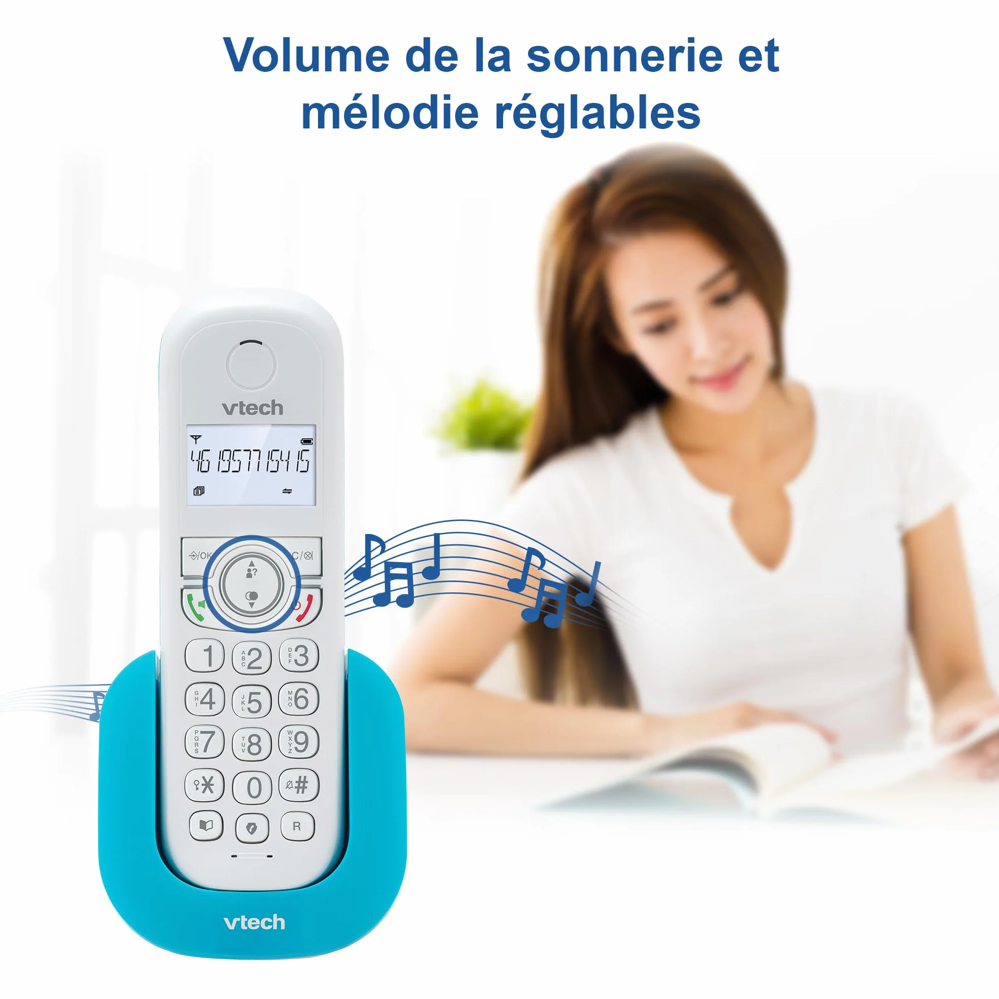 VTech CS1500 Téléphone sans Fil DECT Double Charge avec Blocage d'appel, Identification Appelant, Haut-Parleur Mains Libres