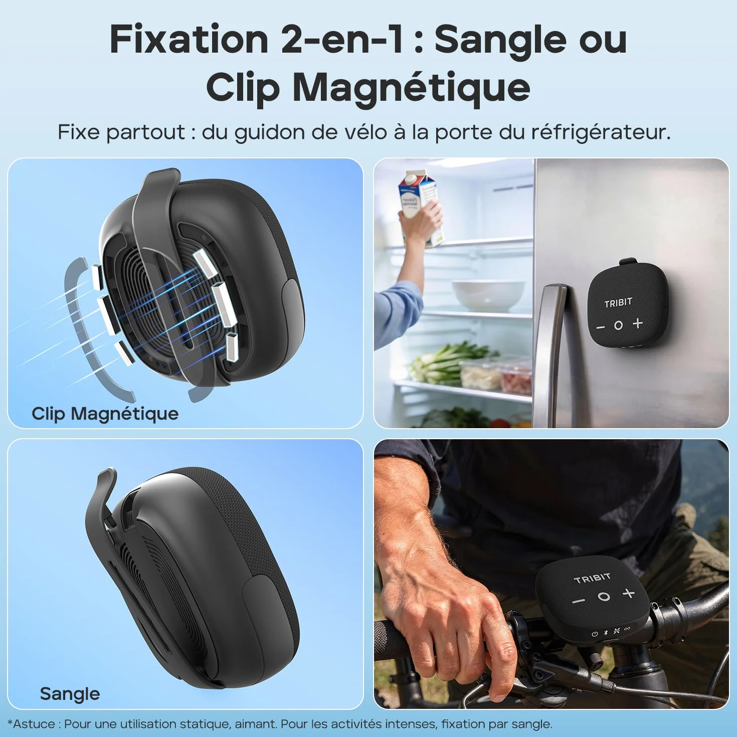 Tribit StormBox Micro 3 Enceinte Bluetooth Portable 13W XBass IP68 étanche autonomie 24h Noir