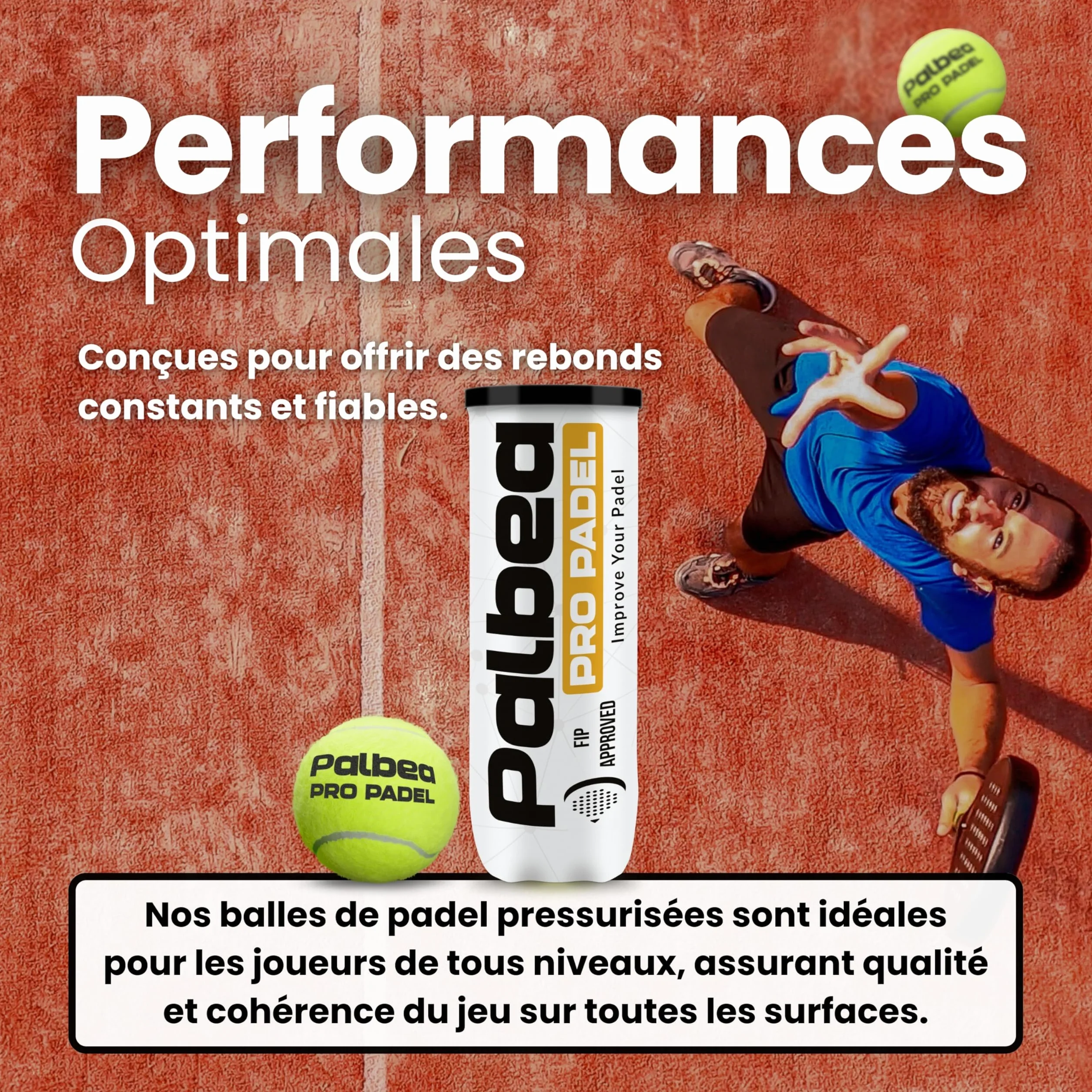 Palbea Pro Padel Balles de Padel FIP Approuvées HV Haute Visibilité 24 Tubes