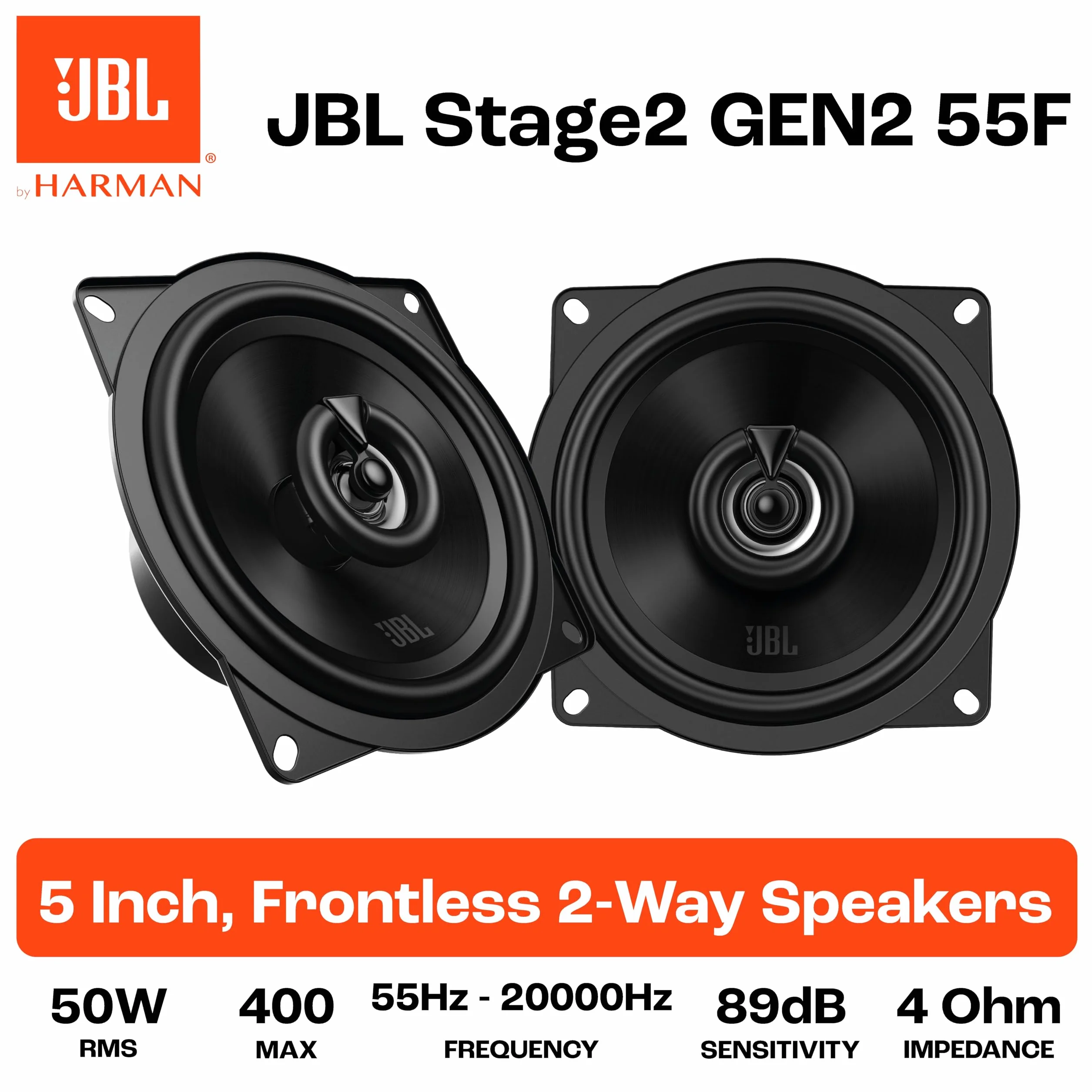 JBL Stage2 Haut Parleur Voiture Coaxiaux 130mm 50W RMS 400W Max Paire