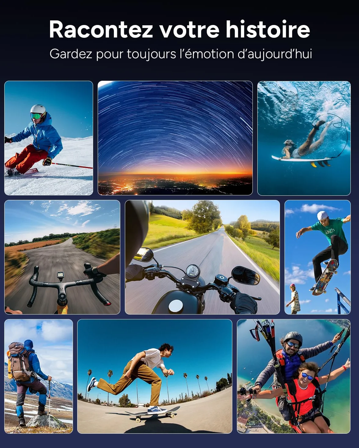 SJCAM SJ6Ultra Camera Sport 4K 30FPS 20MP WiFi Action Cam Double Écran LCD,166° Grand Angle,Stabilisation 6 Axes EIS, Étanche 30M,2 Batteries,pour Vlog Moto Vélo,Plongée