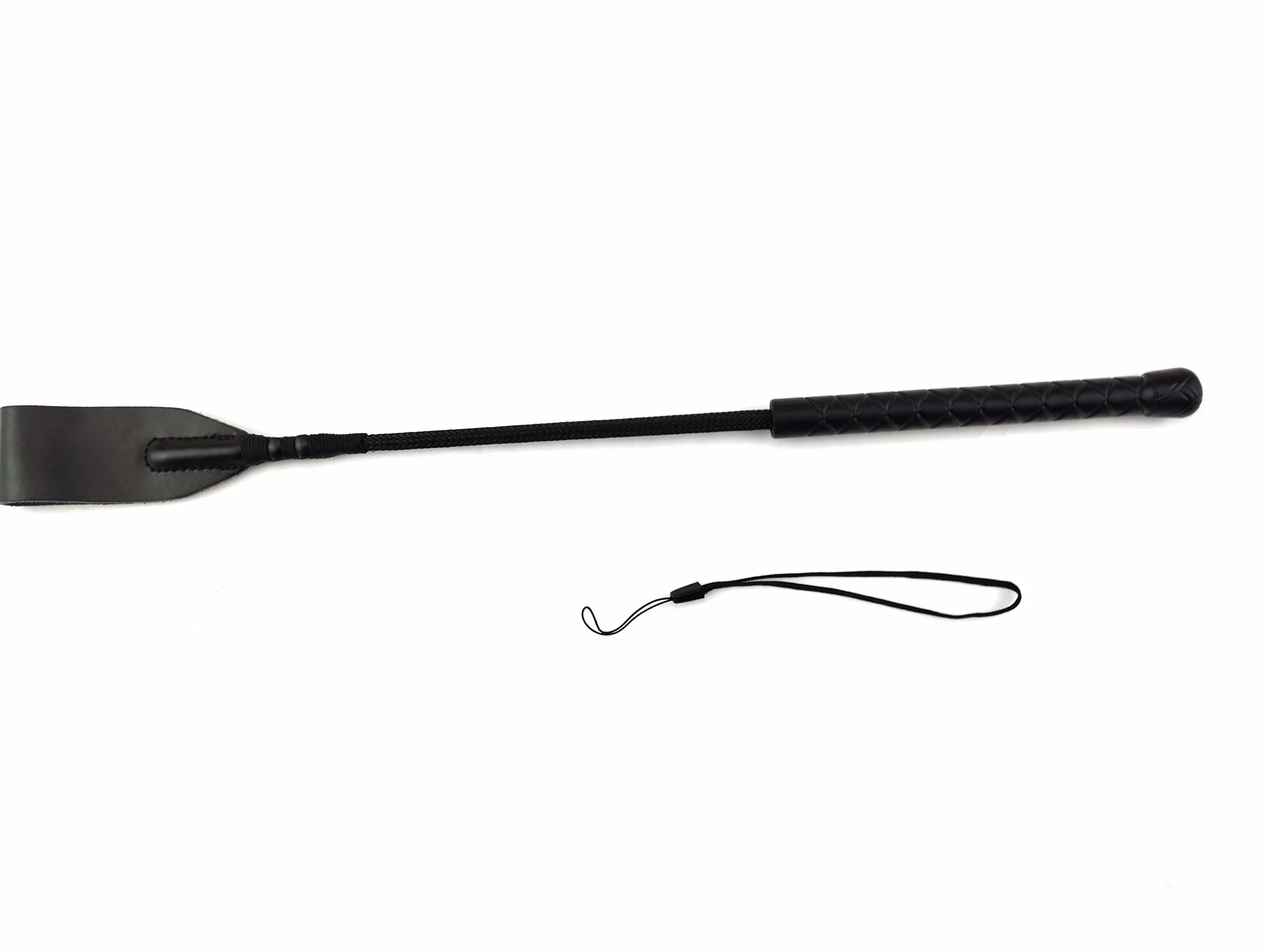 Cravache d'équitation en Cuir 45 cm avec Poignée et Corde de Suspension