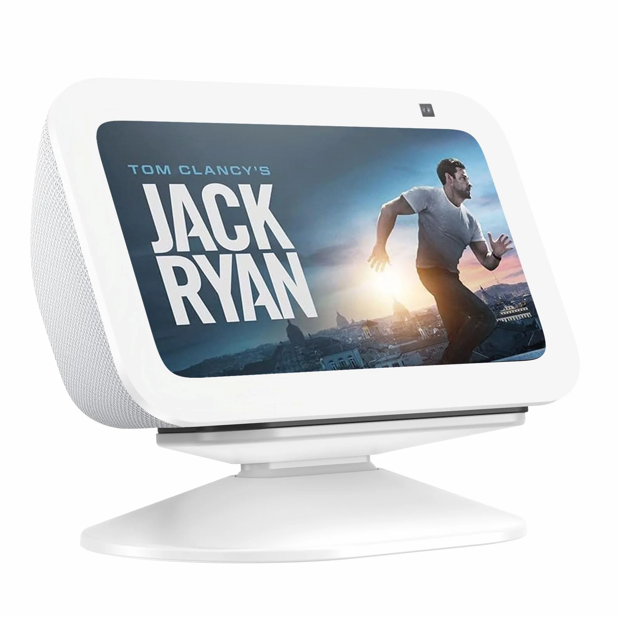 Support pour Echo Show 5 (3ème génération) - Accessoire de Montage réglable PlusAcc avec Fonction Inclinaison et Base antidérapante (Blanc)