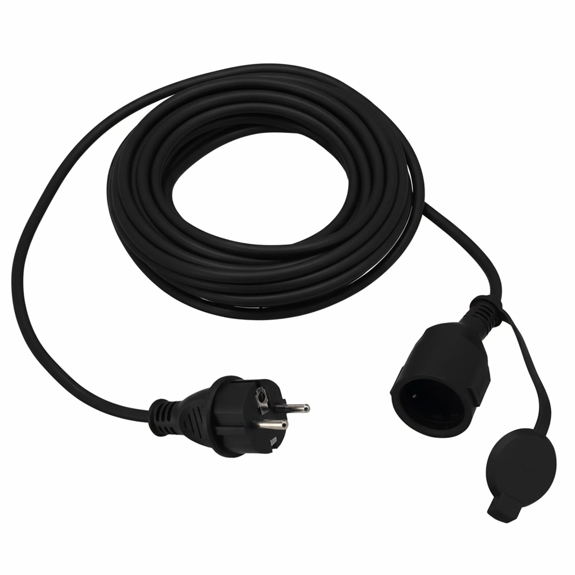 Rallonge Électrique Extérieure 10m IP44 3×1,5 mm² 2000W Noir - Câble Prolongateur Étanche avec Fiche Uni-Schuko et Prise Type F avec Clapet - Rallonge pour Tondeuse, Jardin, Chantier - Horoz Electric
