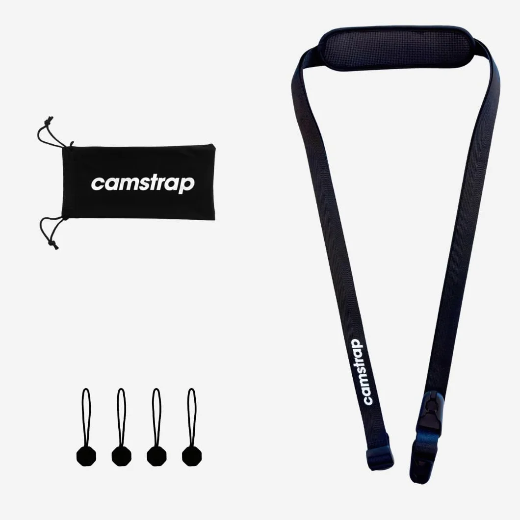 Camstrap - Sangle Appareil Photo et Jumelles Mains-Libres Ultra-Légère et Ajustable, Système d'attaches rapides avec connecteurs, Protection Optimale du Cou et du Dos, Universellement Adaptable