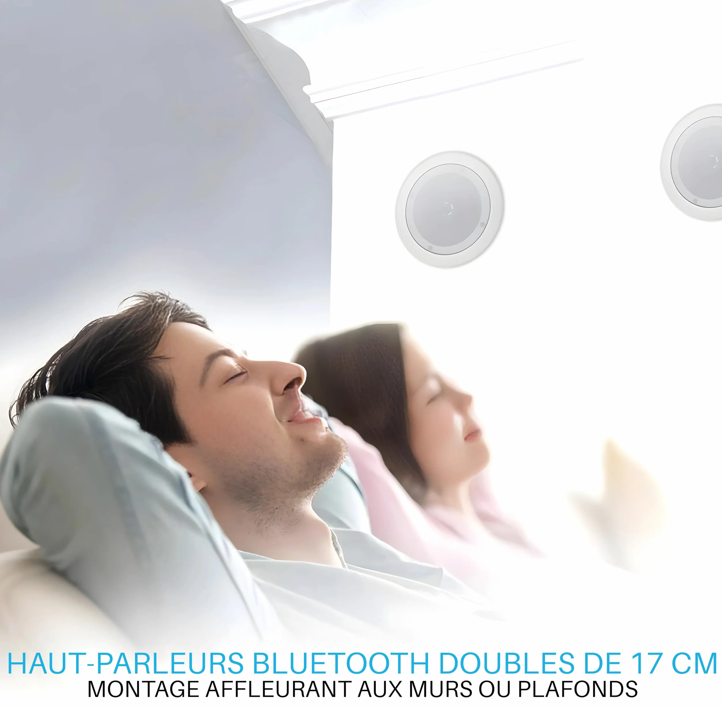 Pyle Enceintes Bluetooth 2 Voies à Encastrer Mur/Plafond avec Connexions Rapides et Grilles Interchangeables