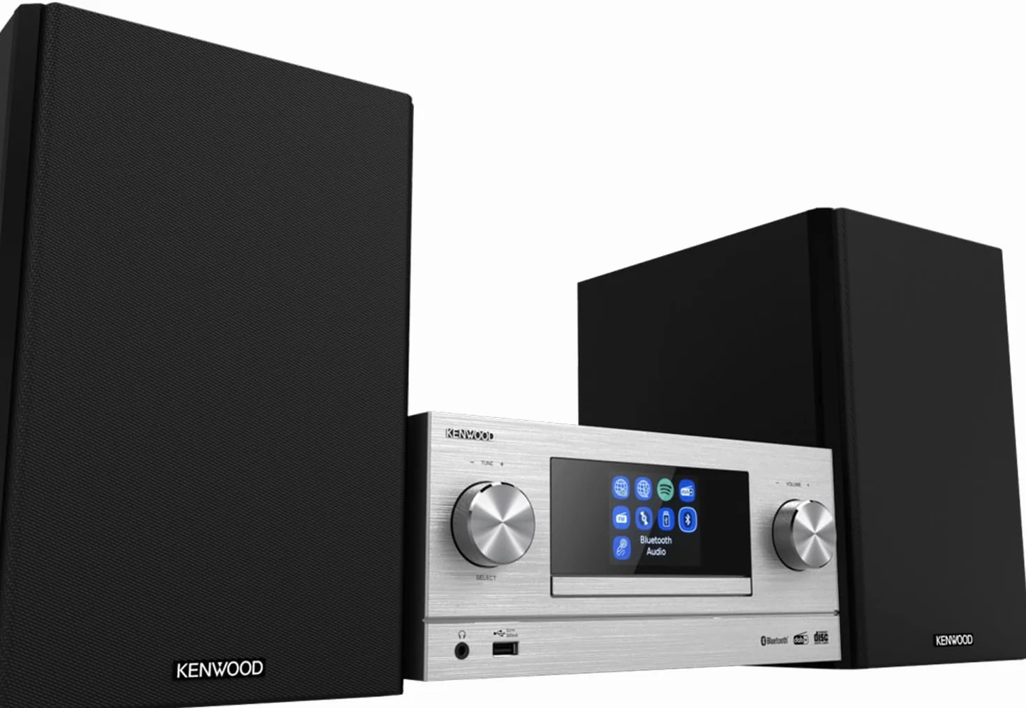 Kenwood M-9000S-S Micro système Hi-FI avec CD, Dab +, Radio Internet, Spotify, FM, Bluetooth, USB et Grand écran Couleur TFT