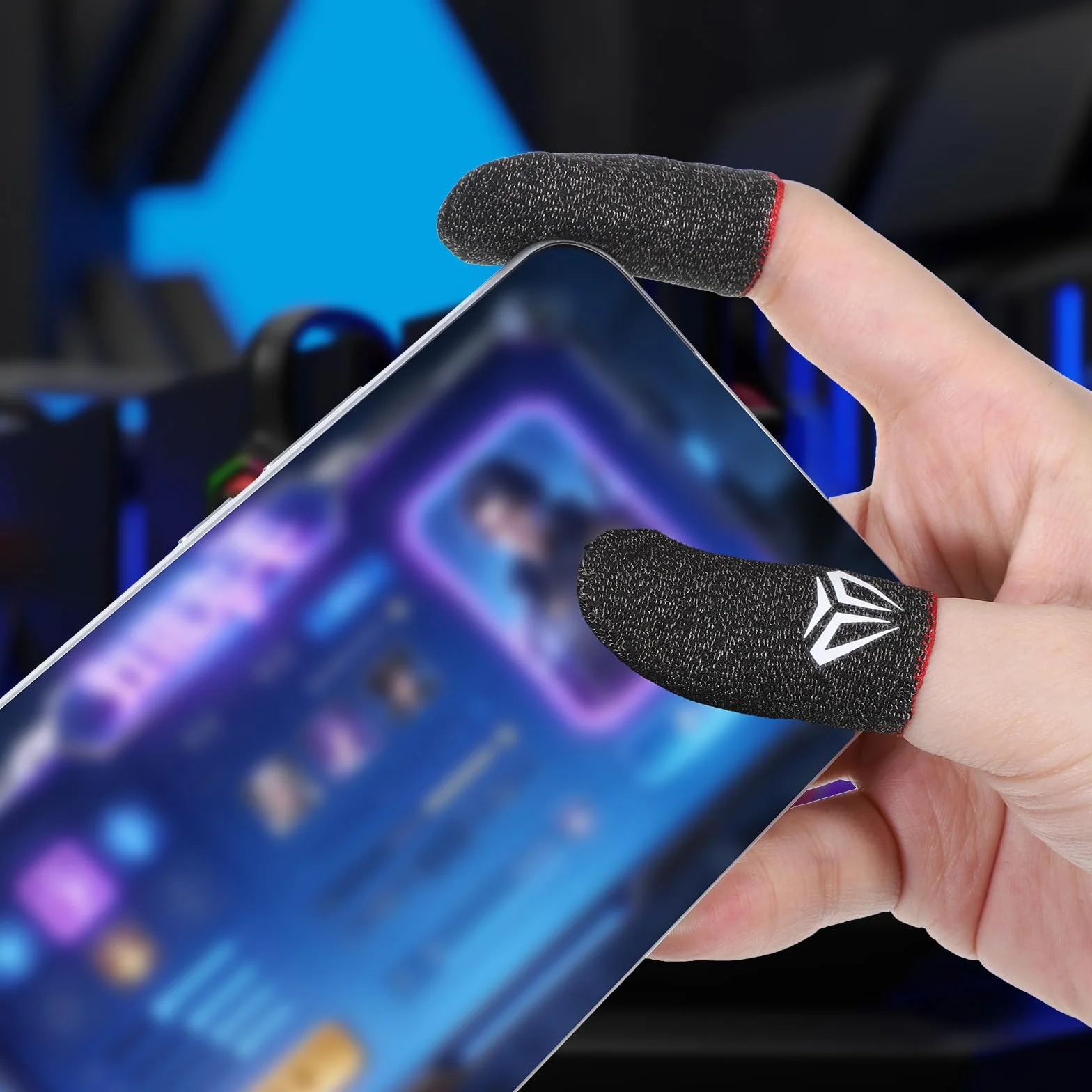 Qianyu Lot de 10 manchons de doigt de jeu mobiles avec étui, fibres argentées pour écran tactile pouce manchon de pouce soyeux anti-transpiration respirant protège-doigts gants adaptés à tous les jeux