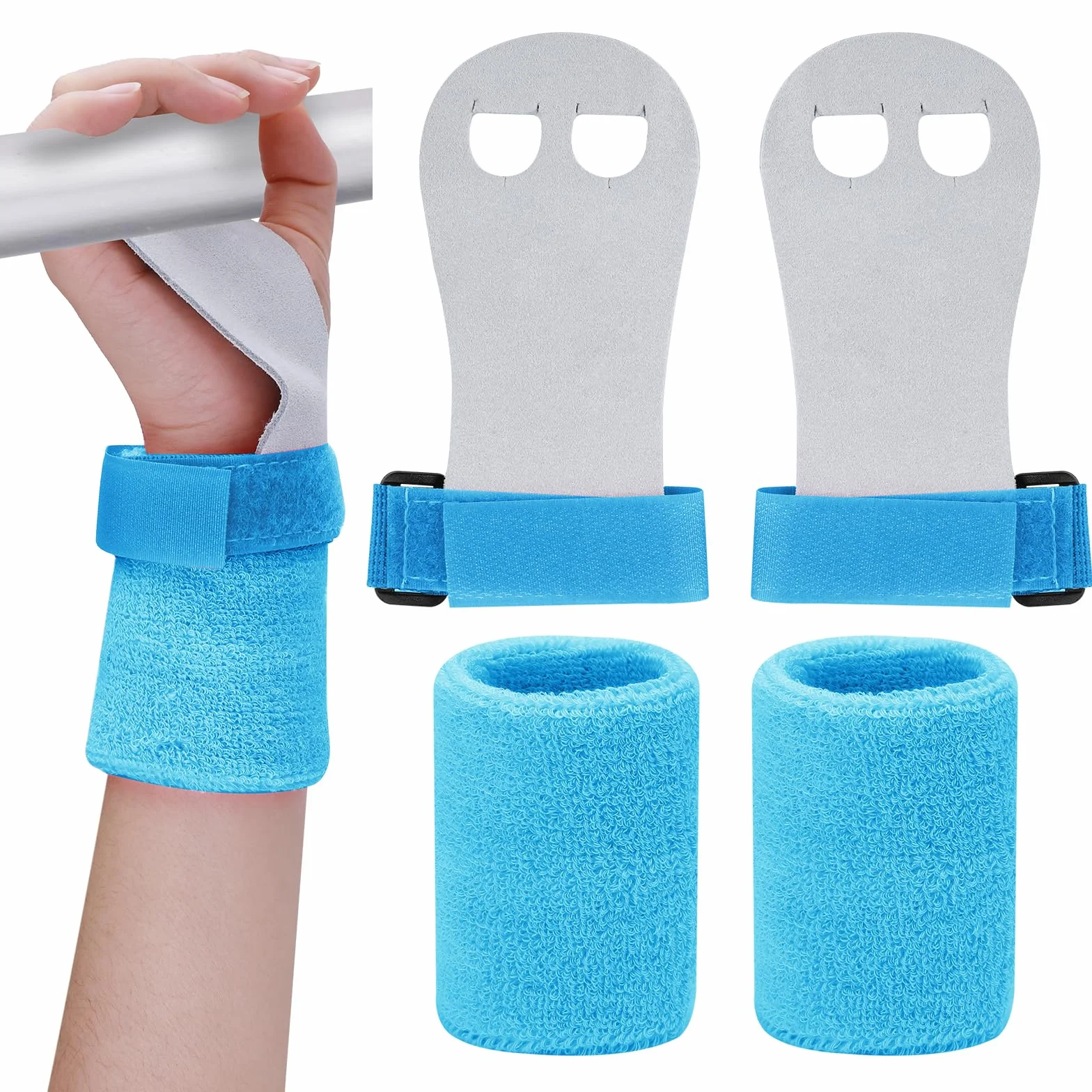 Abeillo Gymnastics Grips Wristbands Set for Girls Youth Kids Gymnastic Hand Grips Bar Palm Protection Wrist Support Sports Accessories