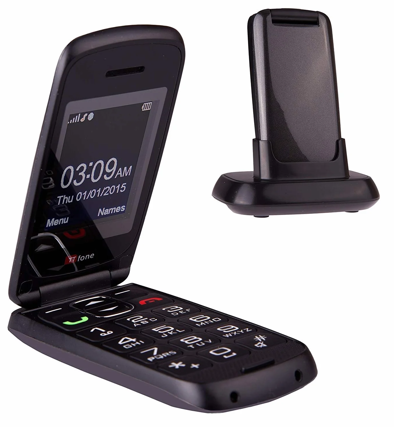 TTfone Star Big Button Flip Téléphone Portable Pay As You Go Gris