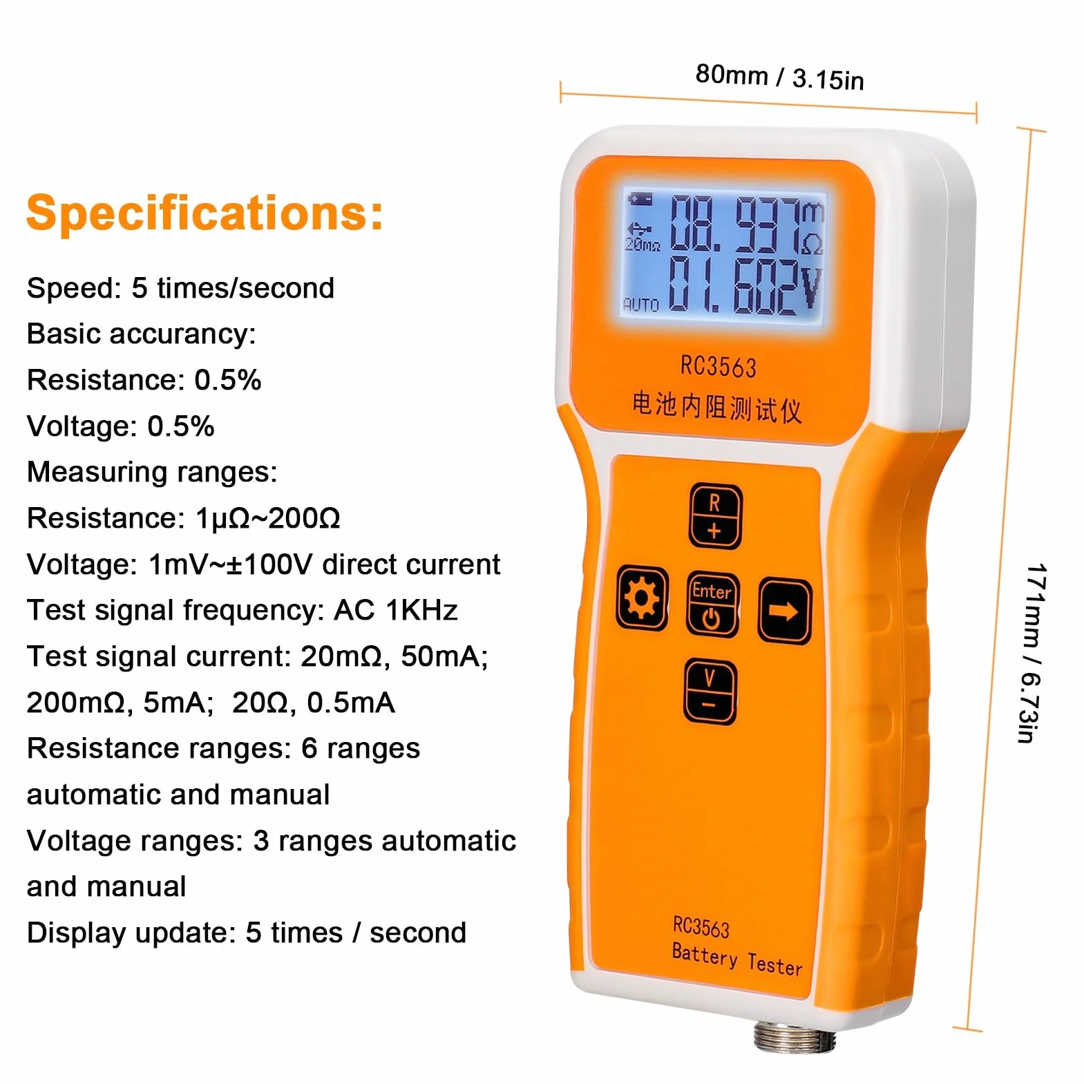 Testeur de résistance interne de batterie 200Ω 100V haute précision quatre fils lithium plomb-acide