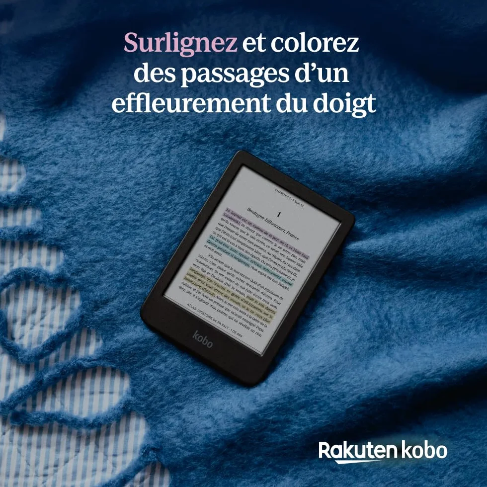 Kobo Clara Colour | Liseuse eBook Couleur | Écran Couleur E Ink Kaleido™ 3 sans Reflets de 6" | Option Mode Sombre | Étanche | Livres Audio | 16 Go de Stockage | Noir