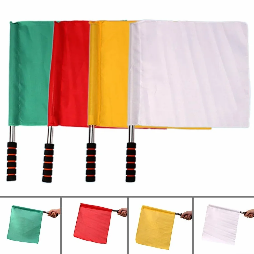 Drapeaux d'arbitre avec mât en mousse imperméable pour compétition sportive (jaune)