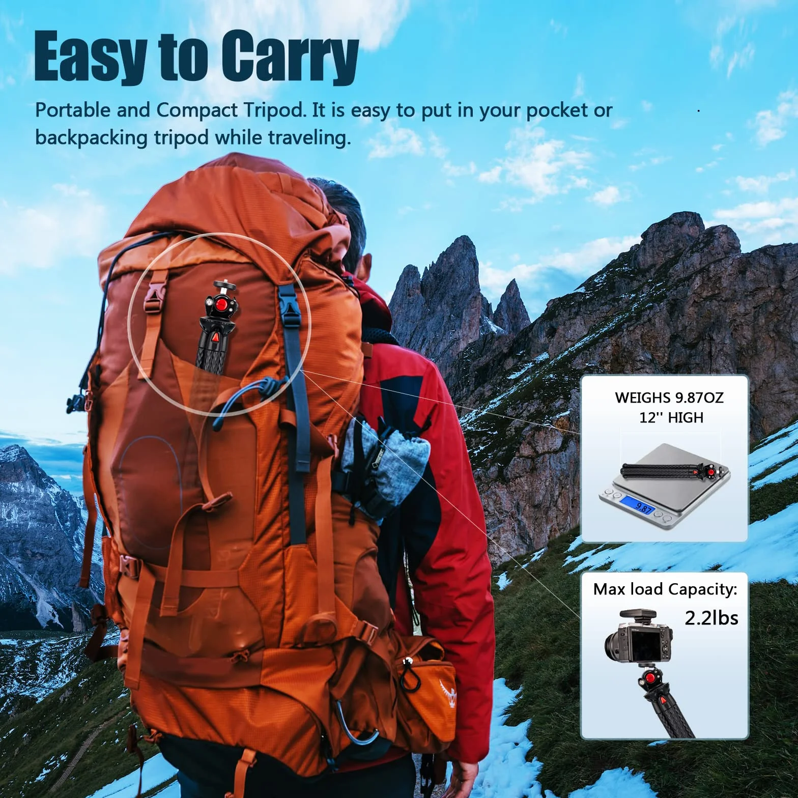 Lammcou Trépied Smartphone Flexible Mini Trepied Appareil Photo Go Pro Gorilla Octopus Trepieds Reflex Portable Voyage pour Vlogging Caméra DSLR Mini Tripod
