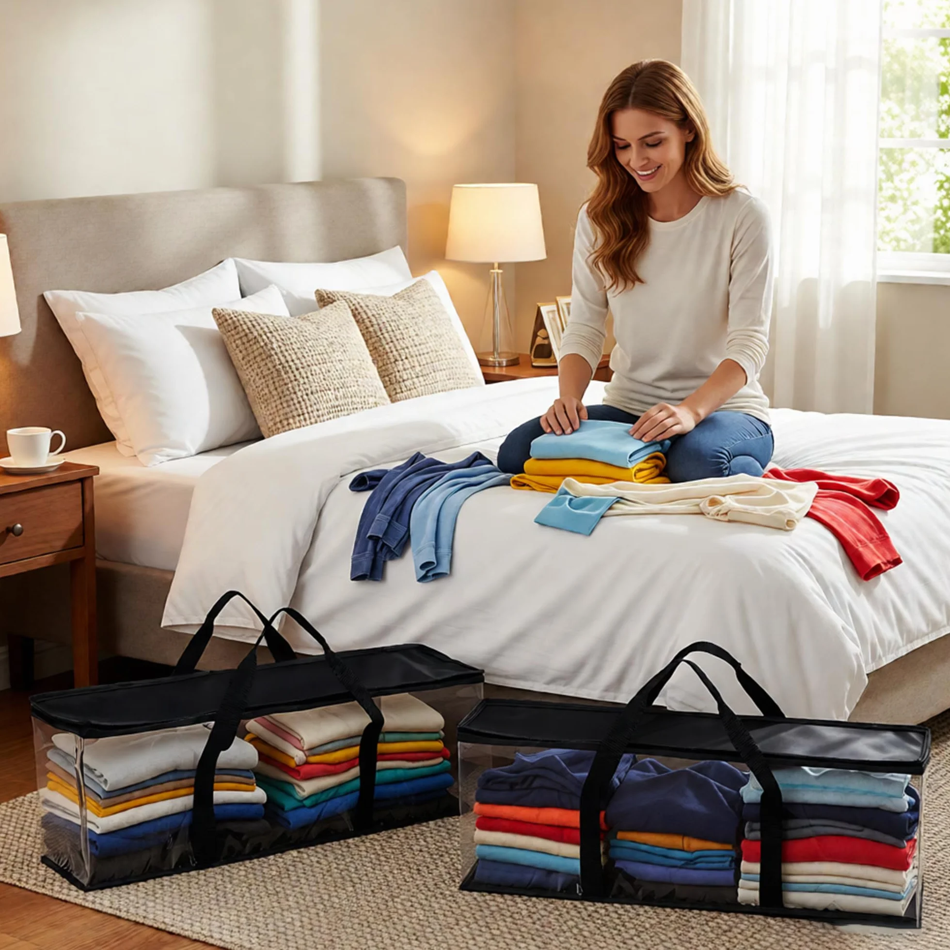 4PCS Sac De Stockage Portable, 60*15*22cm Sacs De Rangement Pour DVD, Étuis De Empilables Portables Pour CD, Pour DVD, CD, Jeux Vidéo, Livres, Boîte De Rangement CD, Sac De Rangement