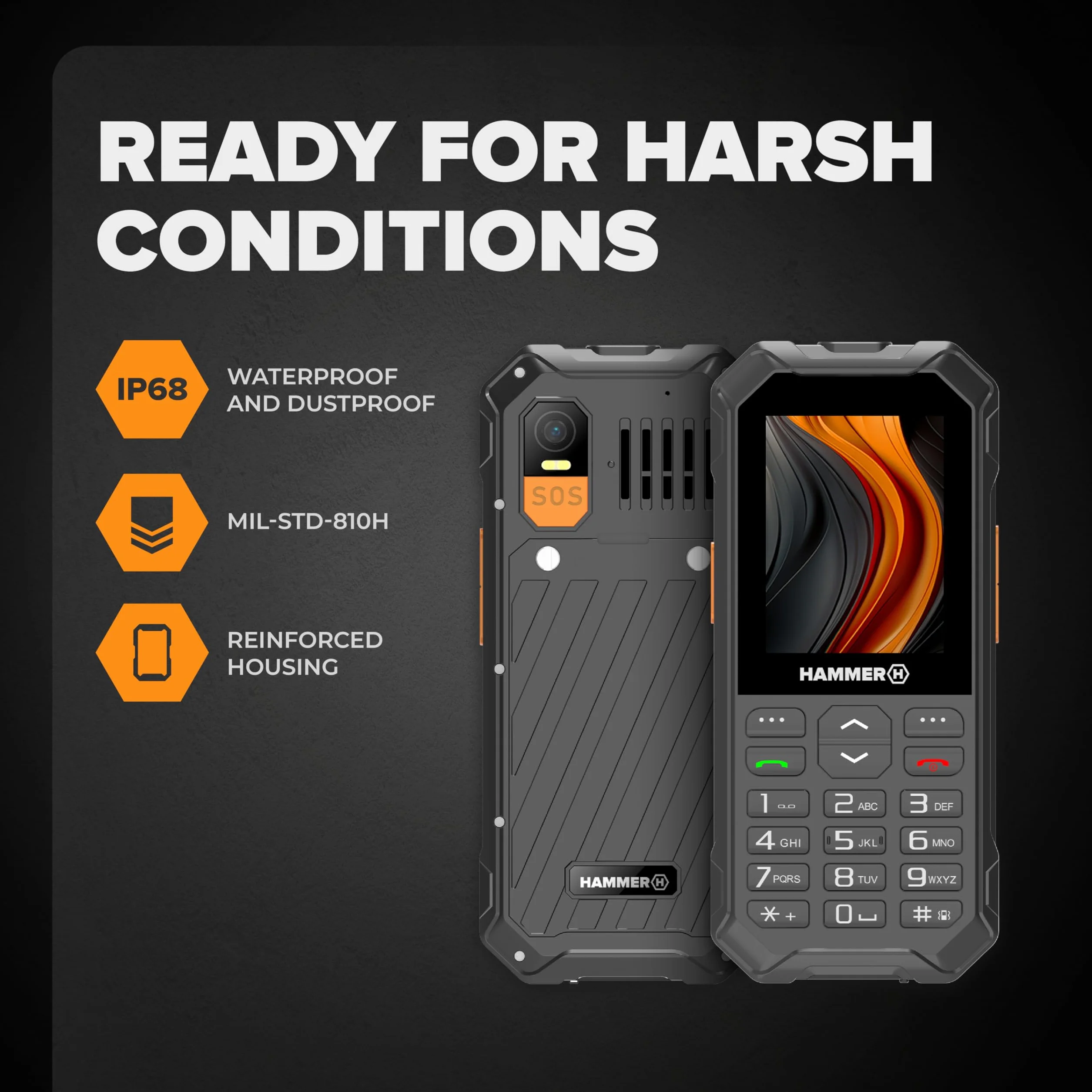 Hammer 6 LTE Téléphone à touches IP68 2500mAh 2,4 pouces