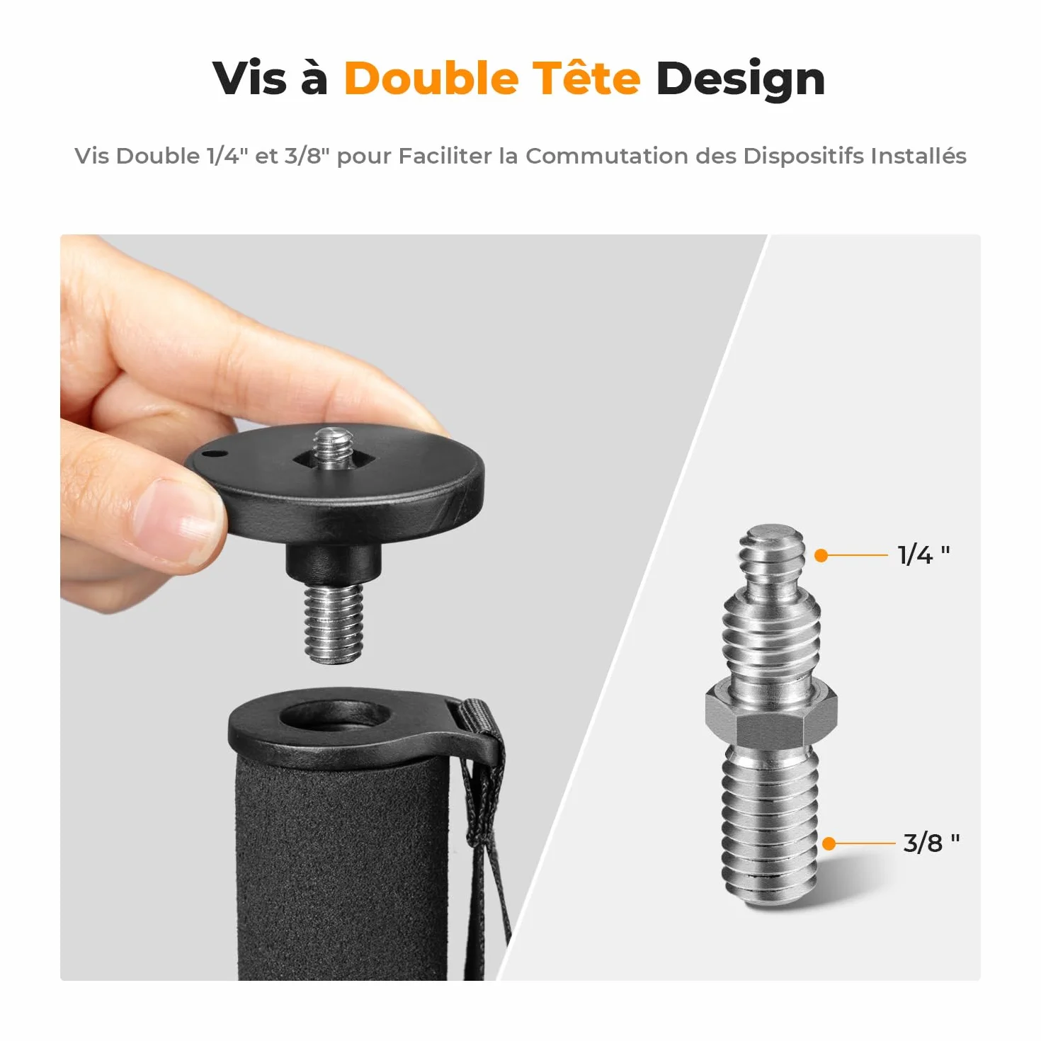 K&F Concept Monopode 160cm, Trépied de Voyage Multifonctionnel Amovible pour Gopro DSLR avec Cordon Anti-Perte, Extensible Appareil Photo, Charge Max 5kg, Poids 0,33kg - MS16