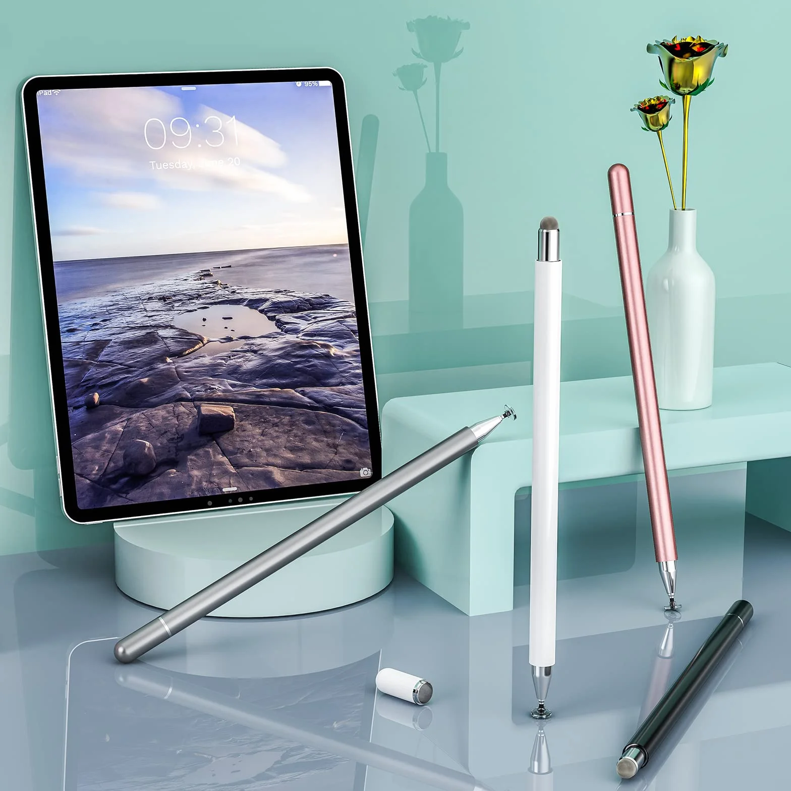 Stylet Tablette, 2 en 1 Stylet Tactile Pencil Compatible avec Toutes Les Tablettes et Smartphones, iPhone, iPad, Samsung, Lenovo, Surface, Huawei, Xiaomi, Android, iOS, etc.