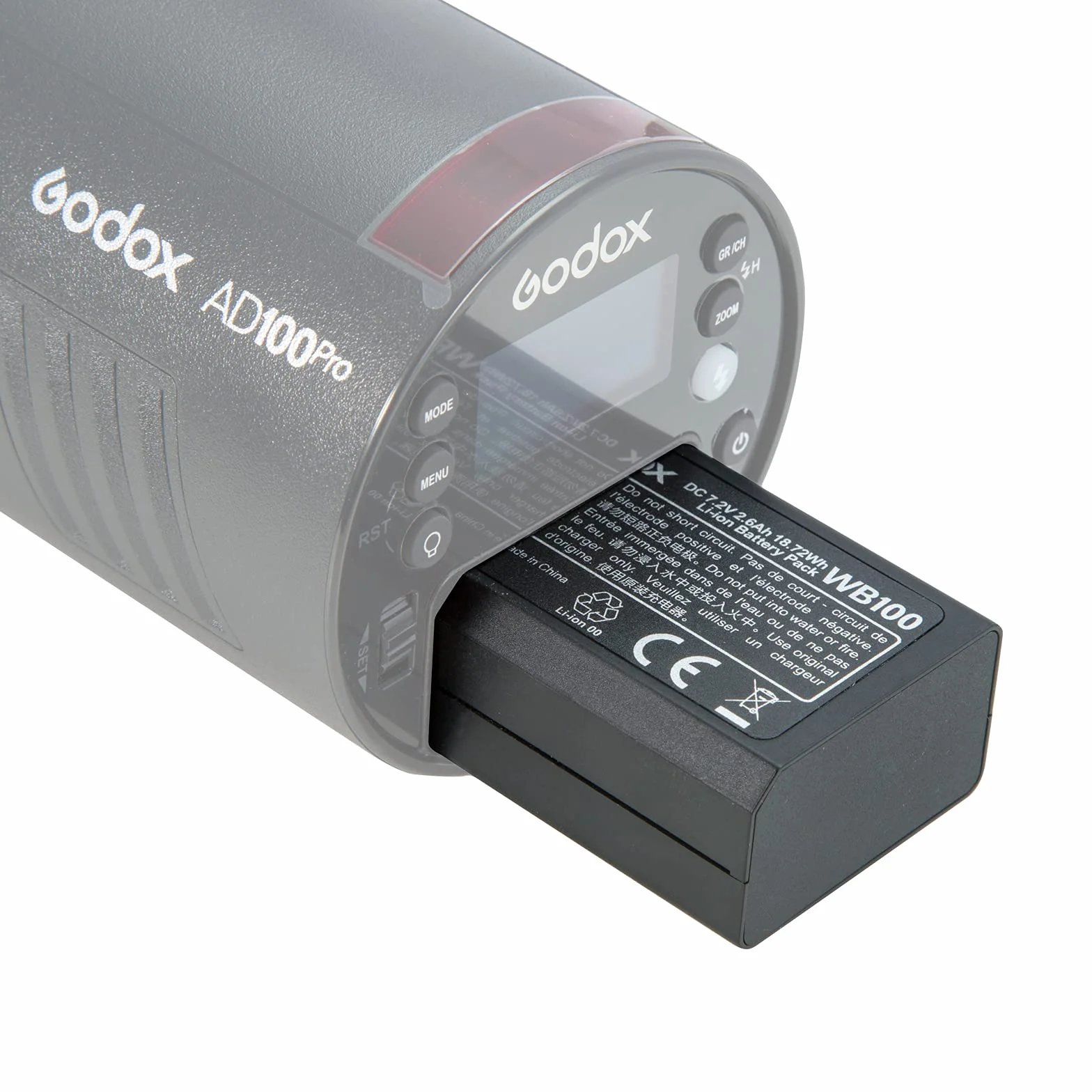 Godox WB100 Batterie, 2600mAh Batterie au Lithium pour Godox AD100Pro, Batterie de AD100 Pro
