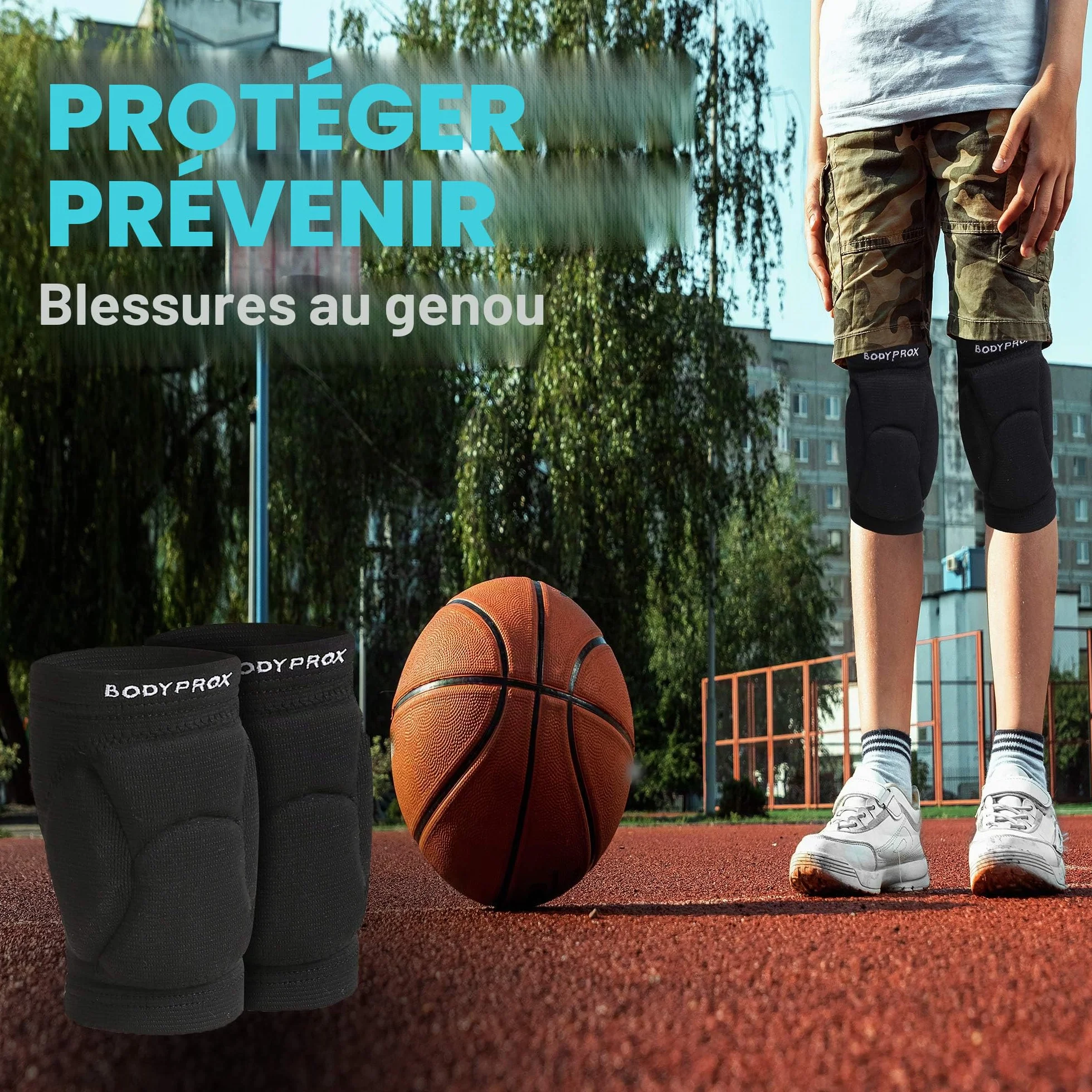 Bodyprox Genouillères de volleyball pour jeunes adolescents 1 paire Noir 13-18 Years