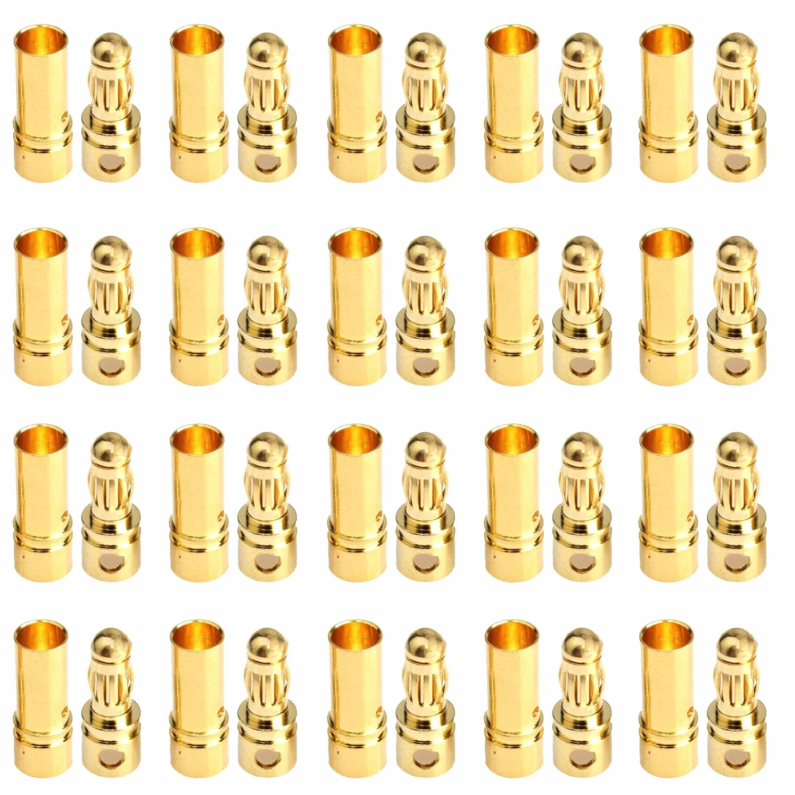 20 Paires Connecteur de Balle de Fiche Banane Mâle Femelle Prise 3.5mm Plaqué Or pour Batterie Moteur Lipo ESC