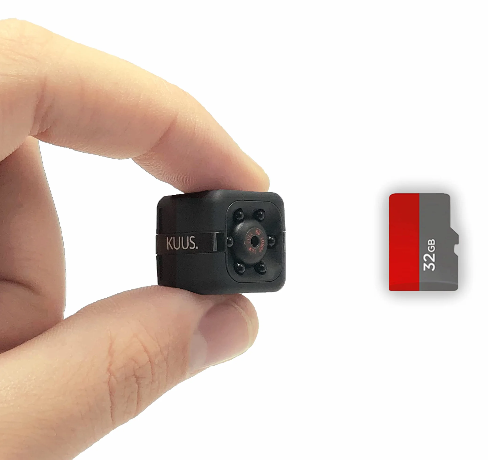 KUUS C1 Plus Petite Mini Caméra Espion d'europe 2,3cm Caméra Cachée sans WiFi Full HD 1080P, Micro Espion Discrète, Camera Surveillance sans Internet, SD 32 Go Class 10 U3 ISO 10000+ Vendus Pack