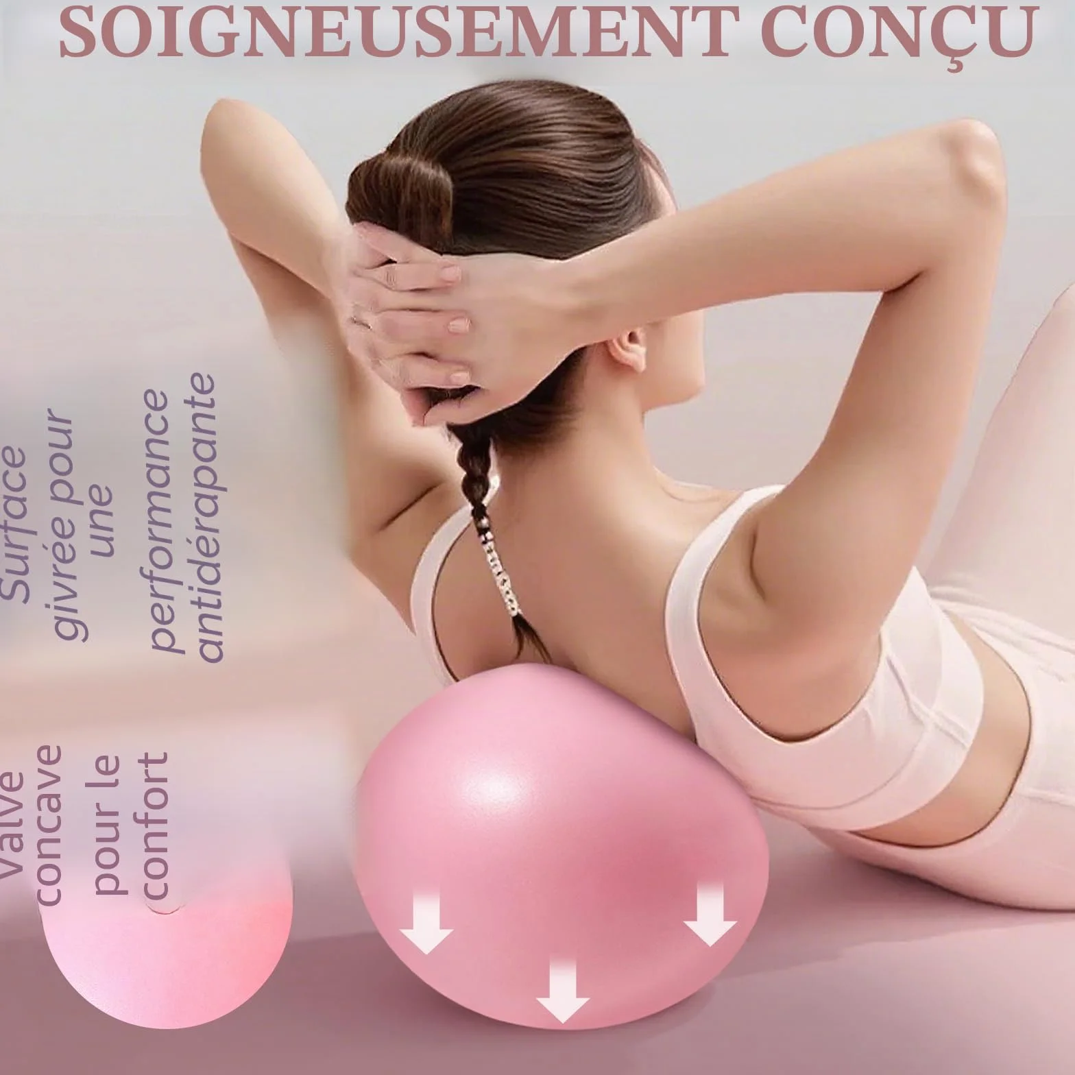 Vortix Lot de 3/6 balles de Pilates 25 cm – Anti-explosion, antidérapantes – Ballon de gymnastique avec tuyau gonflable, pour yoga et muscles du plancher pelvien