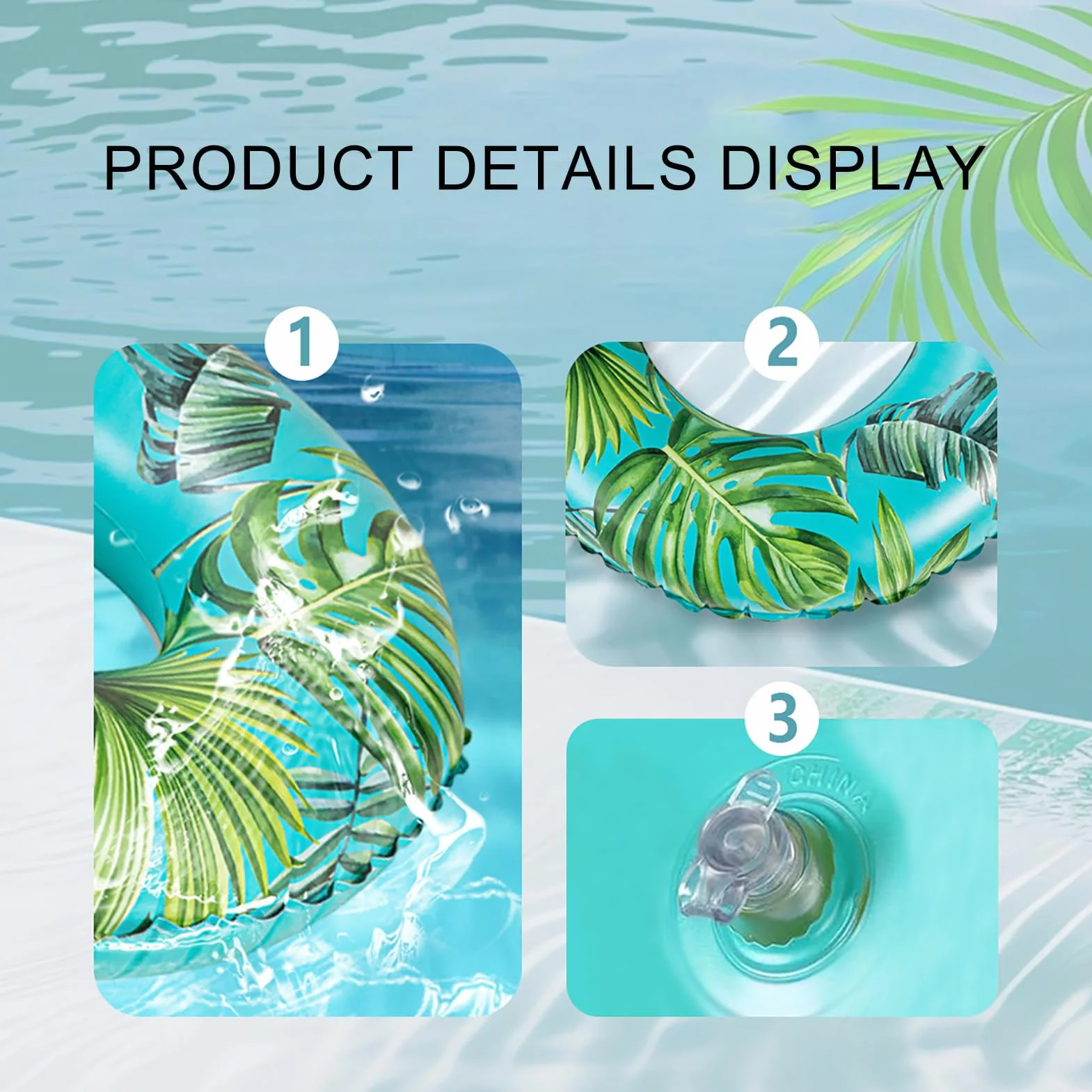 Inflatable Pool Tubes, Floating Swim Rings, Beach Floats, PVC, Green/Red Leaf