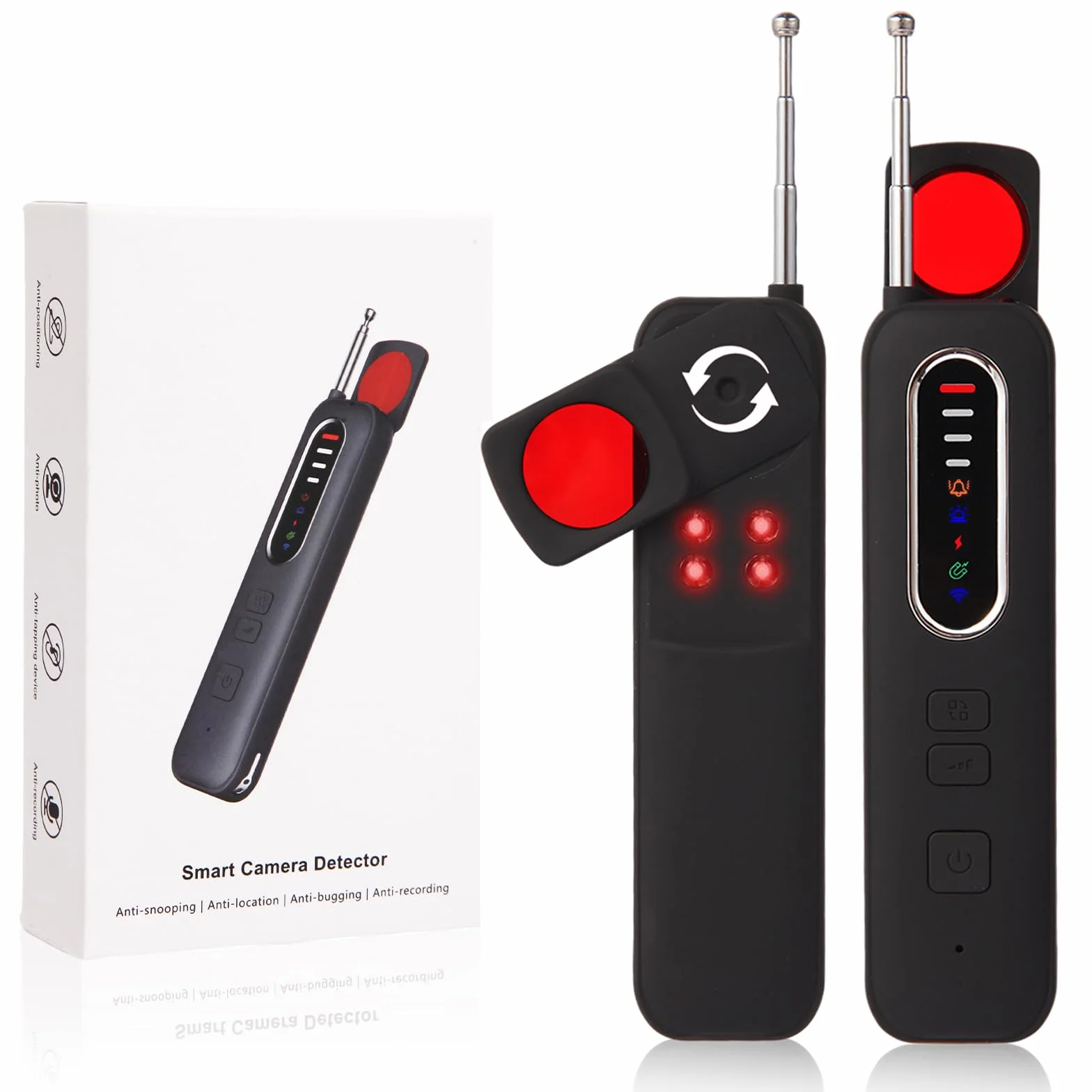Détecteur de Caméra Cachée 6 en 1 Detecteur Micro Espion Anti-Espion Bug Détecteur GPS Tracker pour Bureau, Hôtel, Maison, Alarme de Sécurité