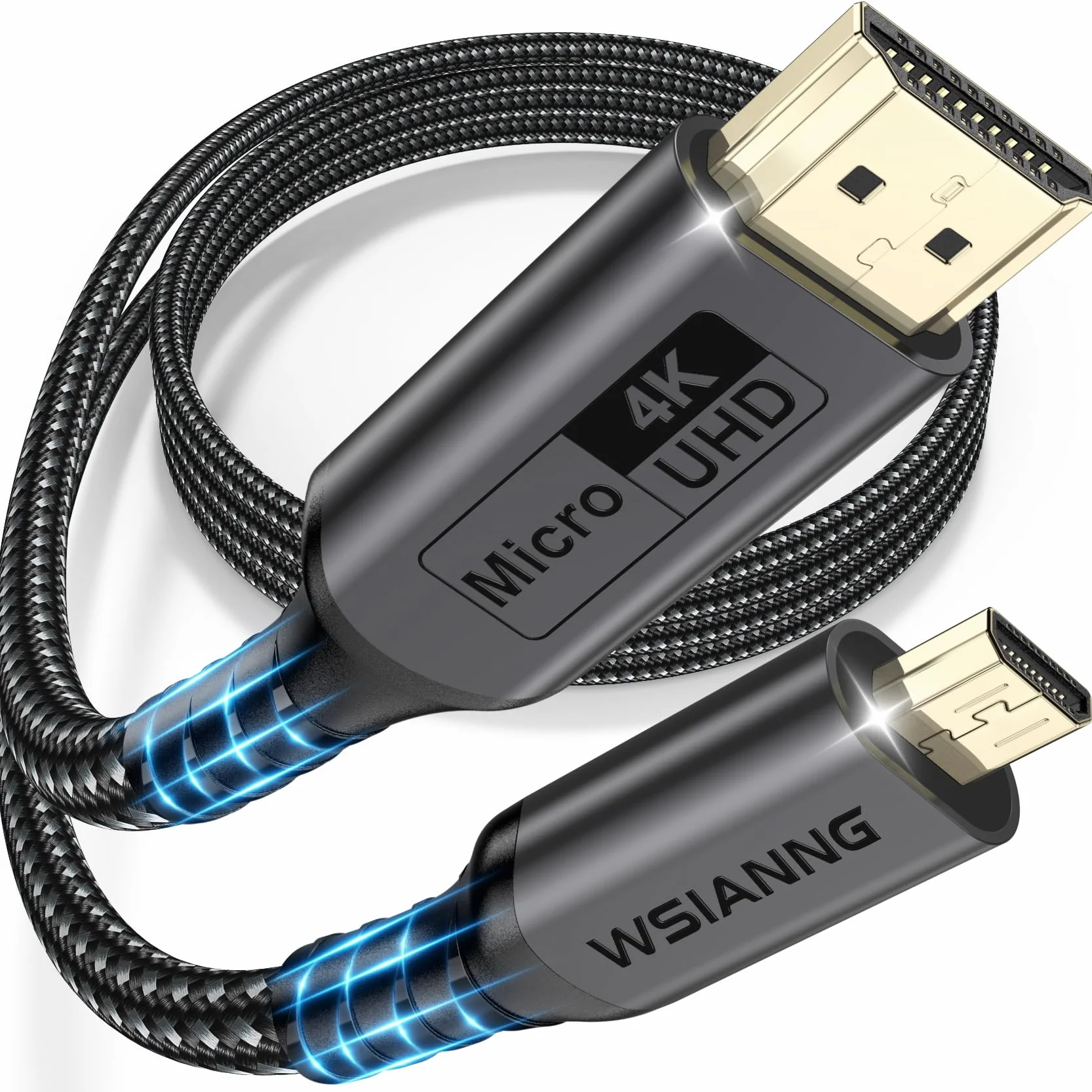 Câble Micro HDMI vers HDMI, 0.3m pour Streaming et Gaming, Câble Micro HDMI 2.0 avec 4K@60Hz, HDR, ARC et Dolby 3D Full HD, pour Moniteur, Caméras et Raspberry Pi 5/4