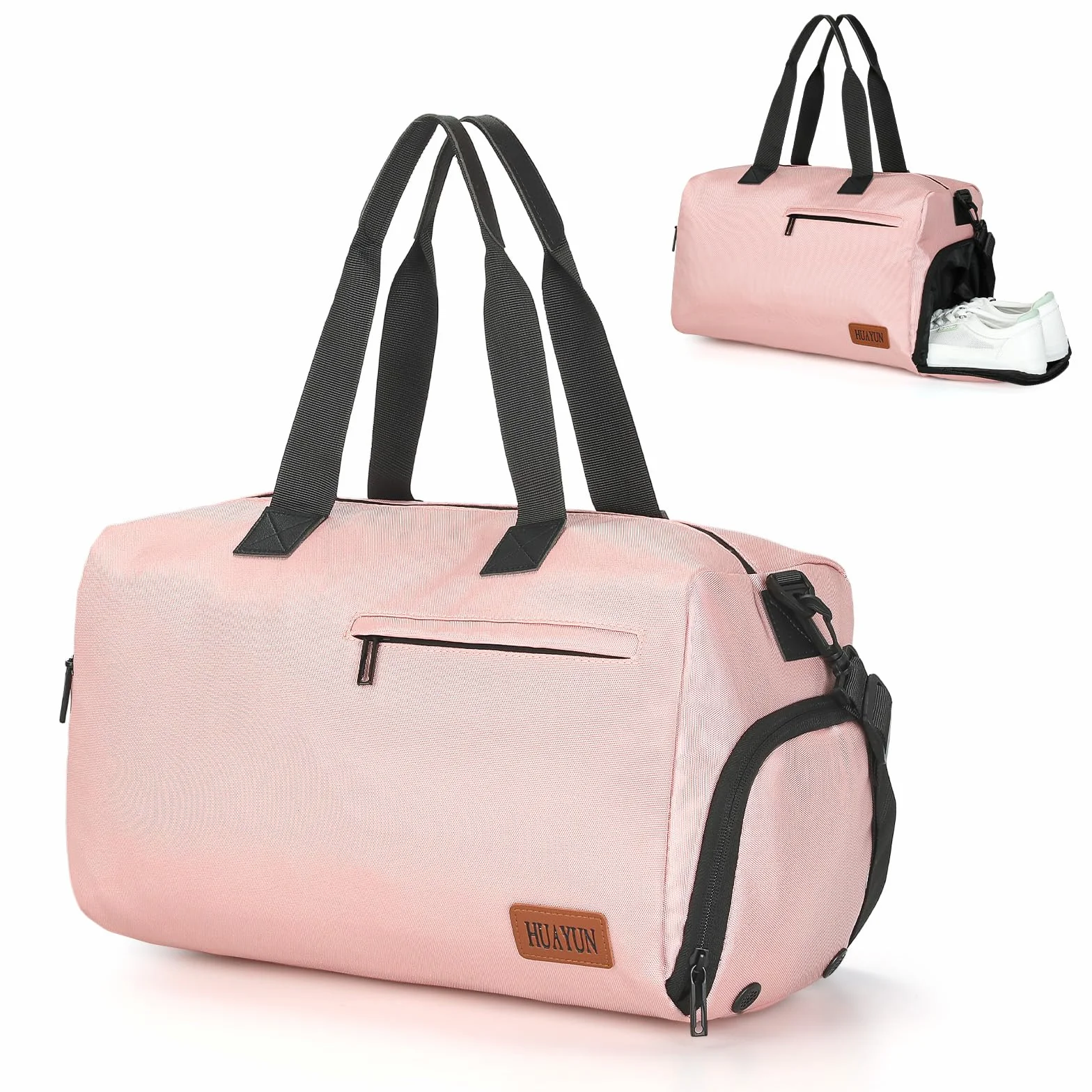 Romon Sac de Sport 22L Rose Imperméable Compartiment Chaussures Bandoulière Réglable
