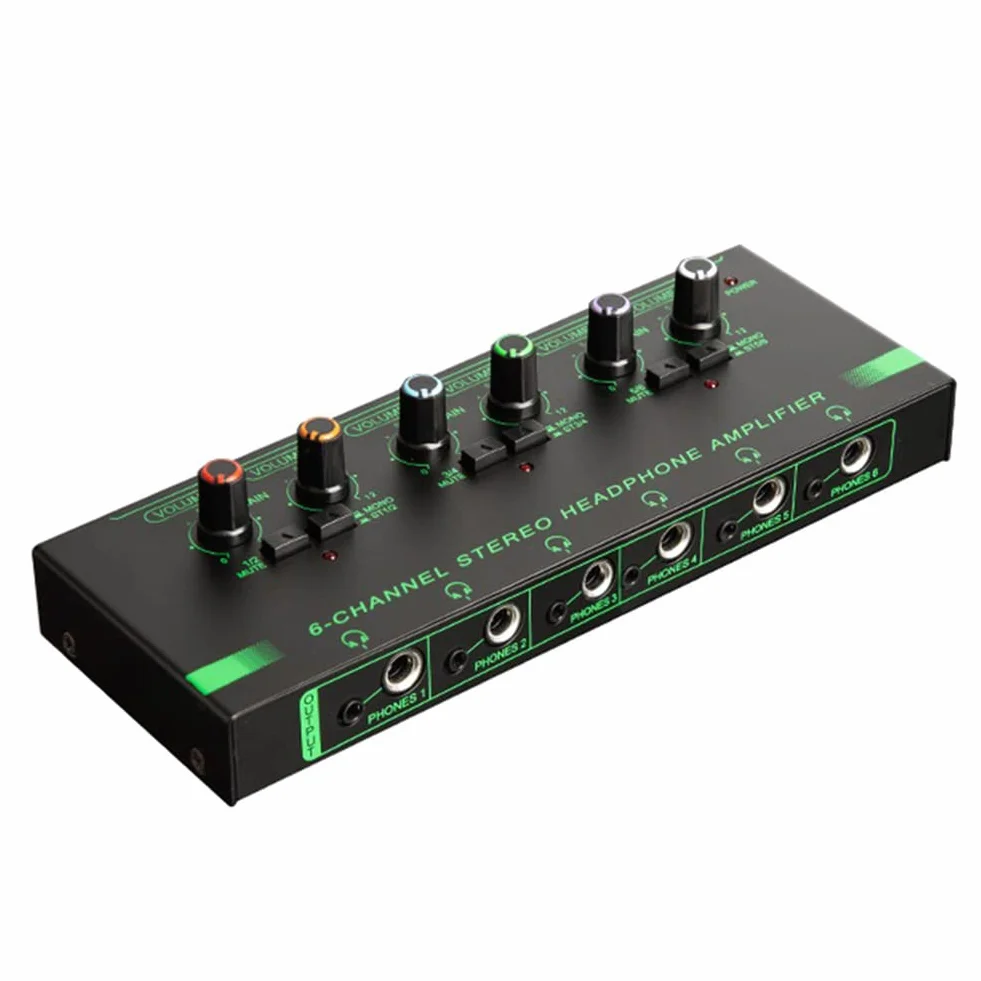 6 Canaux Mini Amplificateur Casque HA400 Amplificateur Audio StéRéO Ultra-Compact Ampli éCouteurs pour la Musique