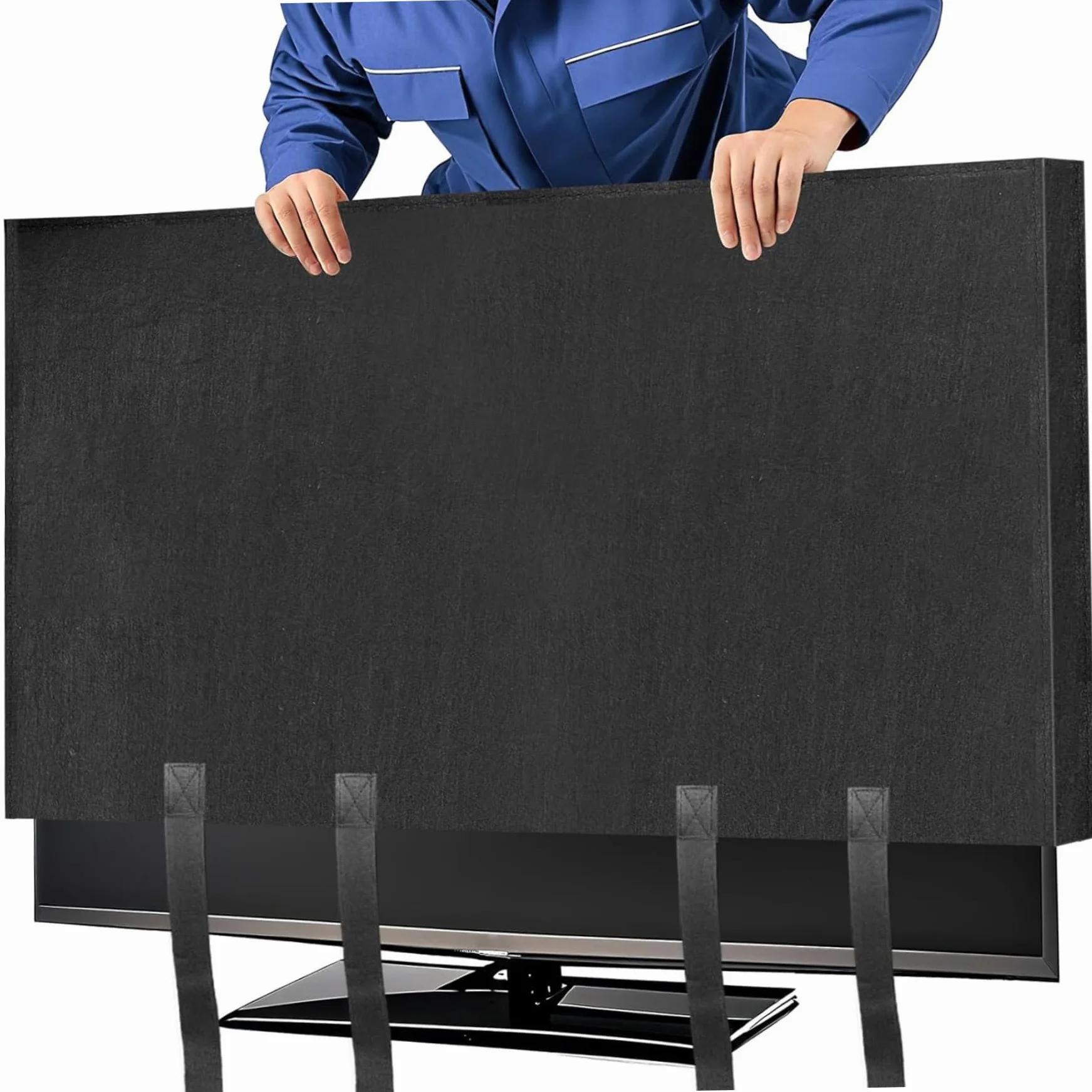 Boîte de déménagement TV 65 Pouces Housse de Protection complète pour déménagement avec Sangles réglables Protection Contre la poussière et Les Rayures en Feutre pour téléviseurs à écran Plat 60 à 6