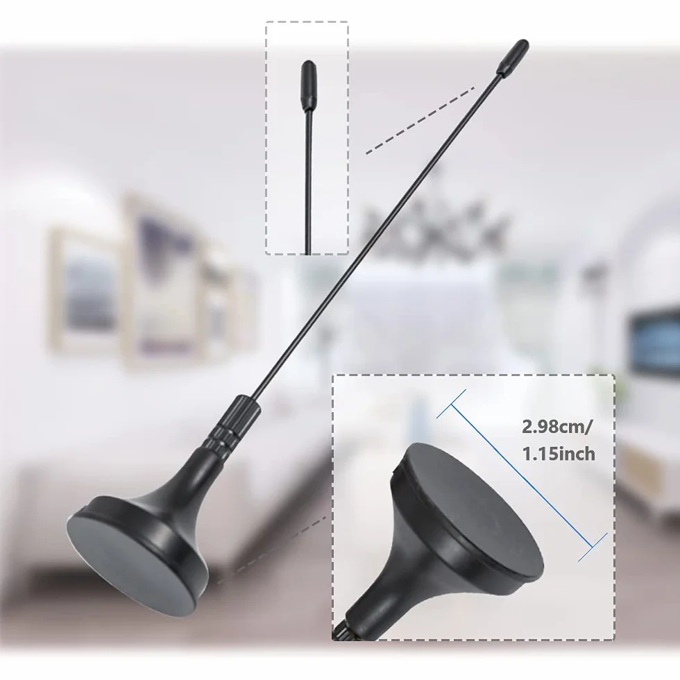 Vecys Antenne DVB-T HDTV pour Smart TV Numérique Intérieure 2dBi avec Base Magnétique Connecteur TV Mâle VHF UHF Mini Antenne TV 1.5m Câble Coaxial RG174 pour DVD LCD Appareils DVB-T