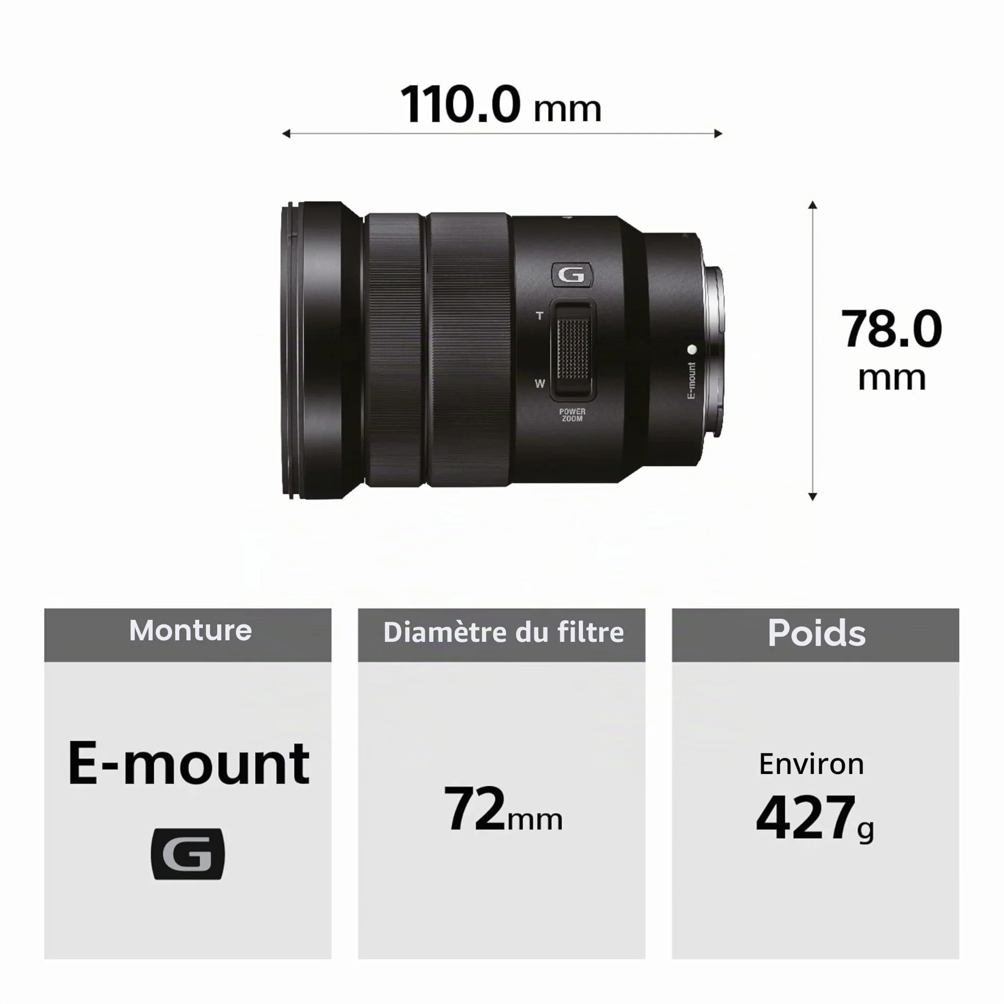 Sony SELP18105G E PZ 18-105 mm f/4.0 G | Objectif Zoom APS-C