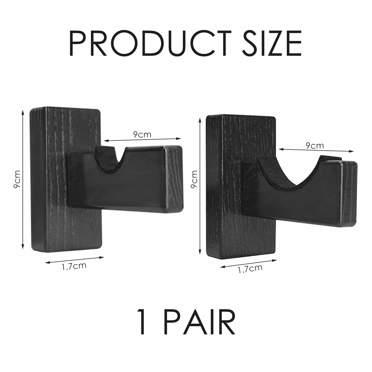 Support de Batte de Baseball en Bois 1 Paire Supports Muraux Horizontaux Noir