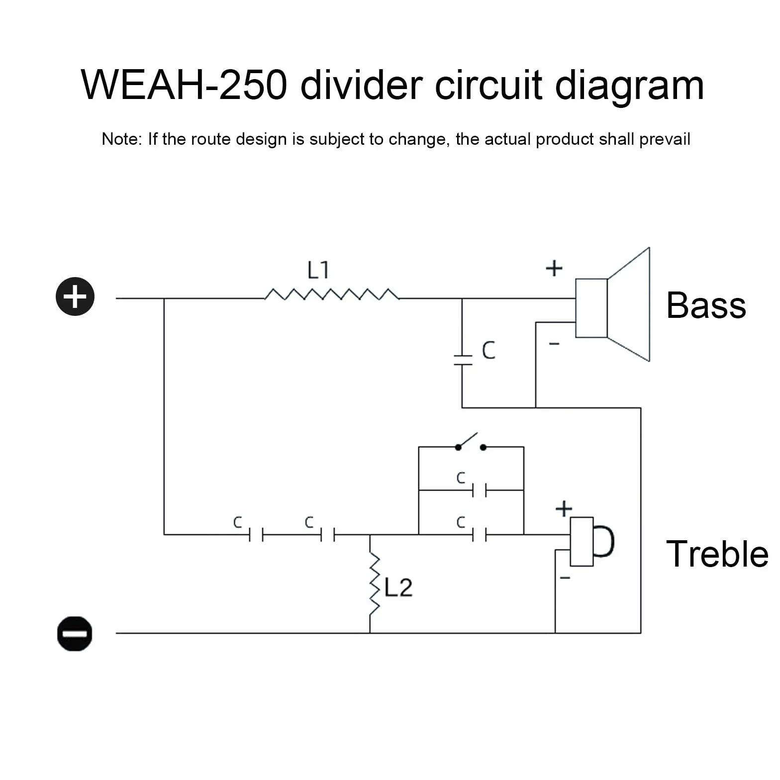 Lot de 2 croisements à 2 voies pour haut-parleur, 250 W 4-12 Ohm HiFi