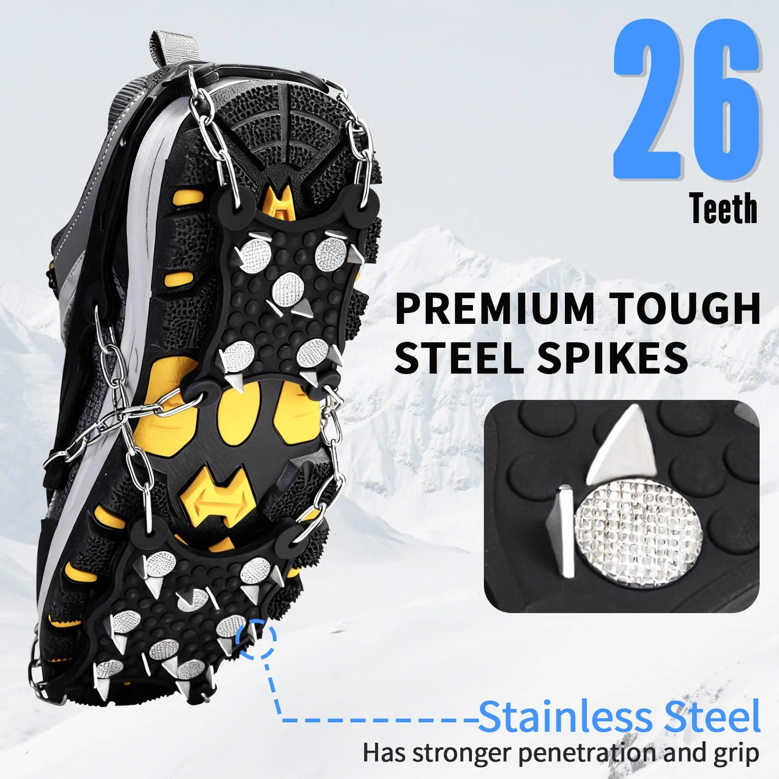 Crampons pour Bottes de Randonnée Acier Inoxydable Antidérapant pour Chaussures Randonnée Alpinisme