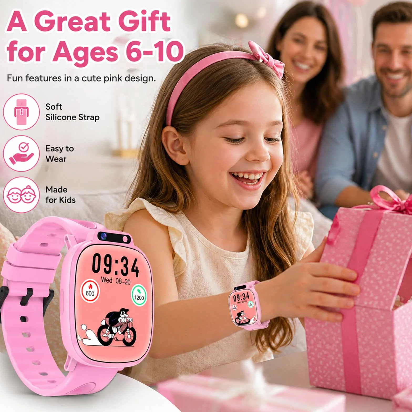 Montre Connectée Enfants avec 1,9 Pouces, 18 Jeux, Suivi du Sommeil, Podomètre, Appareil Photo, Lampe Torche, Smartwatch Enfant pour Garçons, Filles et Adolescents sans App ni Carte SIM