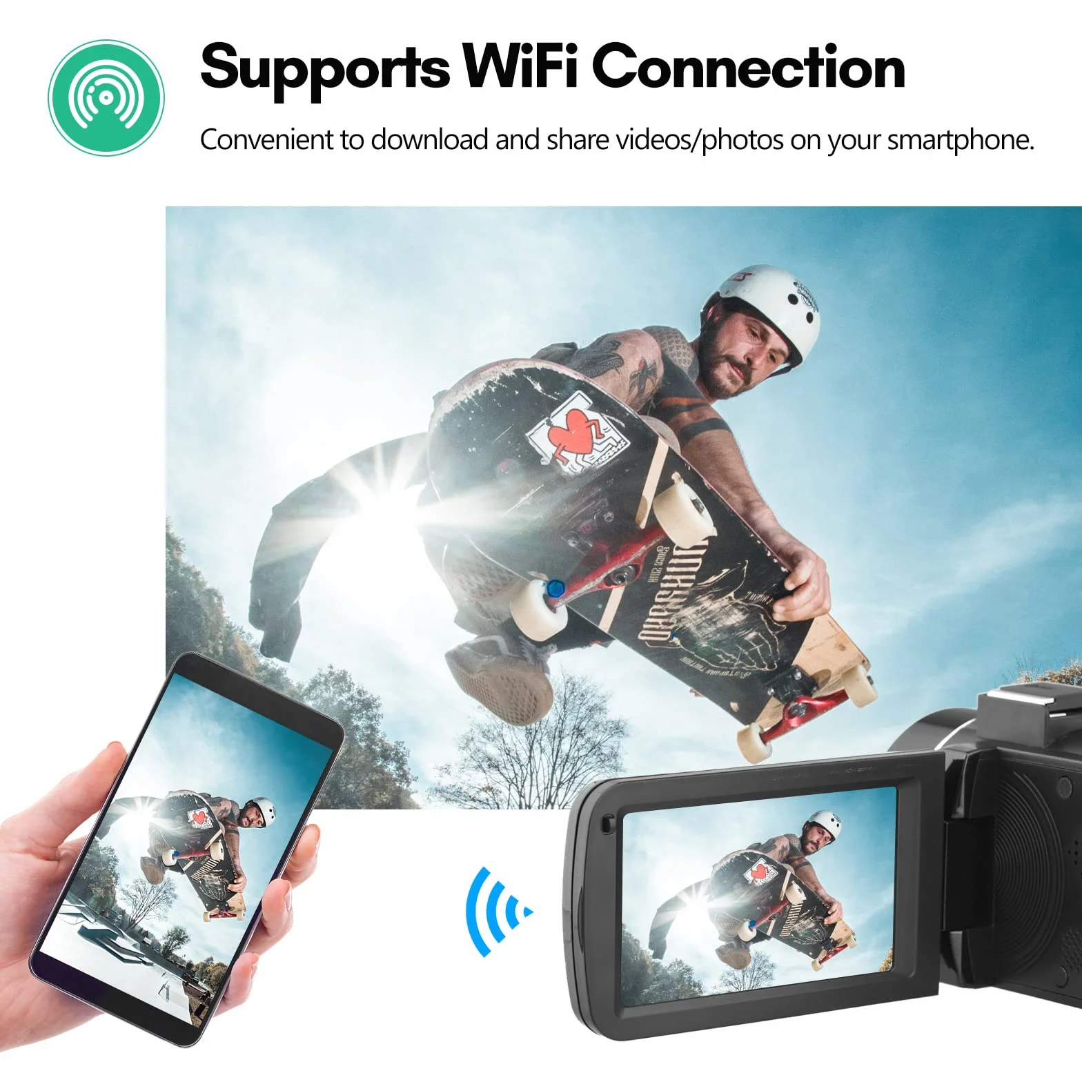Caméra vidéo numérique 4K Caméscope WiFi Enregistreur DV 56MP Zoom numérique 18X Écran Tactile IPS 3,0 Pouces avec 2 Piles + télécommande + Sac de Transport
