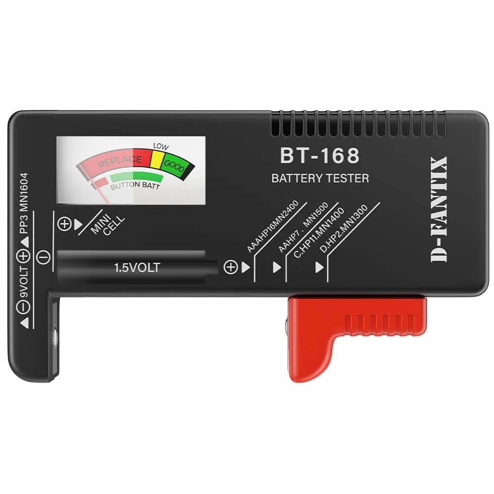 D-FantiX Testeur de Piles Universel BT-168 pour AA AAA C D 9V 1.5V