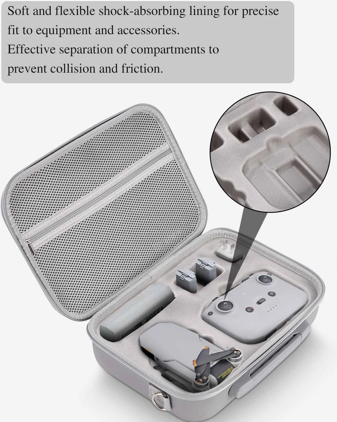 Étui pour DJI Mini 4K/2 SE, Sac de Transport Portable, Case Rigide Étanche pour DJI Mini 4K, Radiocommande RC-N1C et Accessoires, Gris