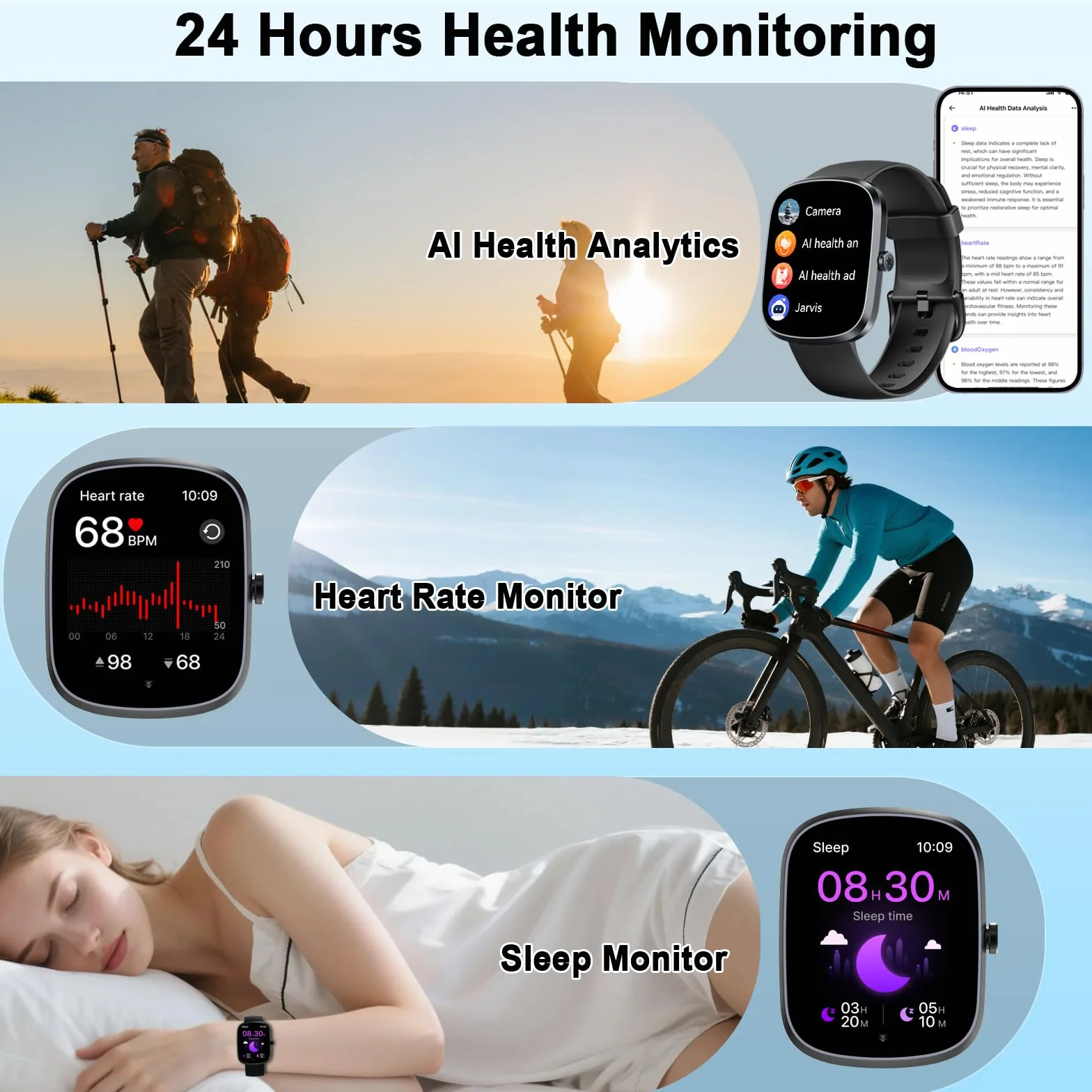 IA Montre Connectée Homme Femme avec ChatGPT, 1.91''Smartwatch avec Appel Bluetooth, Etanche IP68 Montre Sport Podometre Cardiofrequencemetre Sommeil, 120+Sportifs Montre Intelligente pour Android iOS