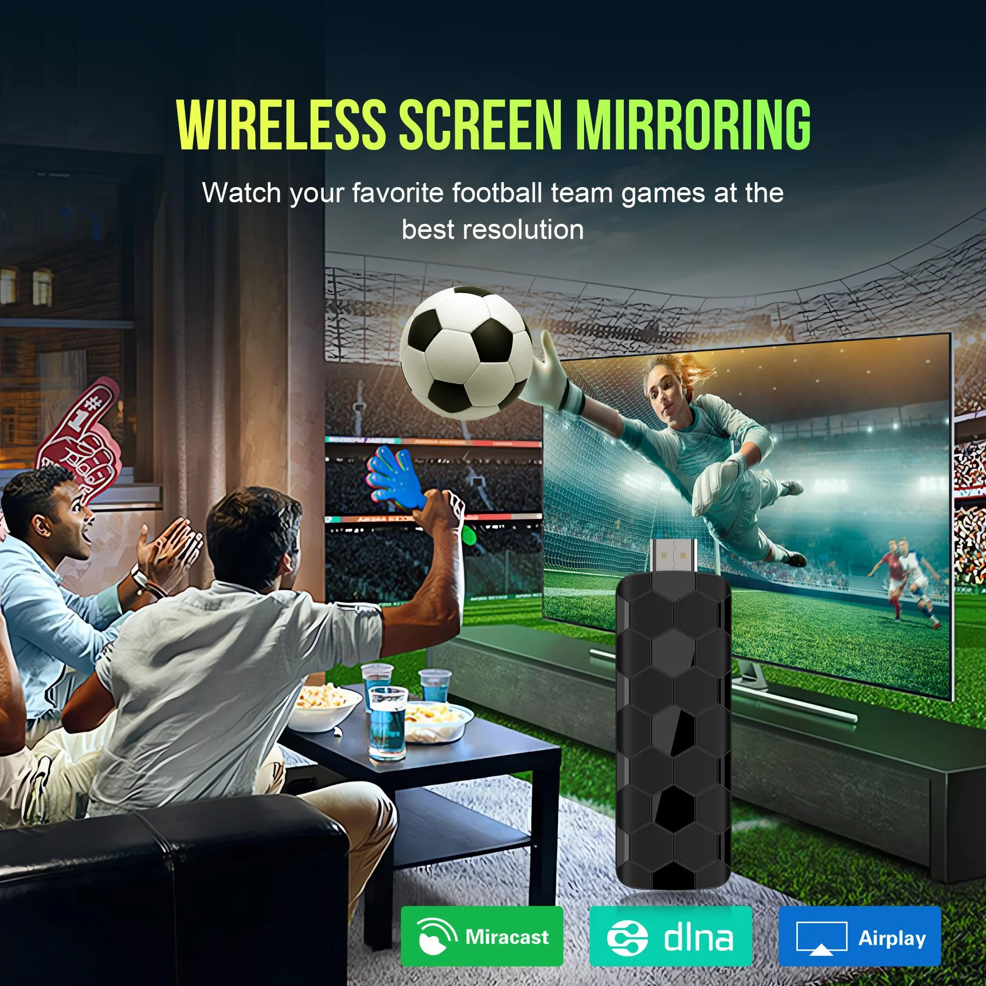 Android TV Stick 14.0, 2 Go RAM + 16 Go ROM, Puce RK3518, WiFi Double Bande 2,4G/5,8G, BT5.4, HDMI 2.0, 8K HD, Noir