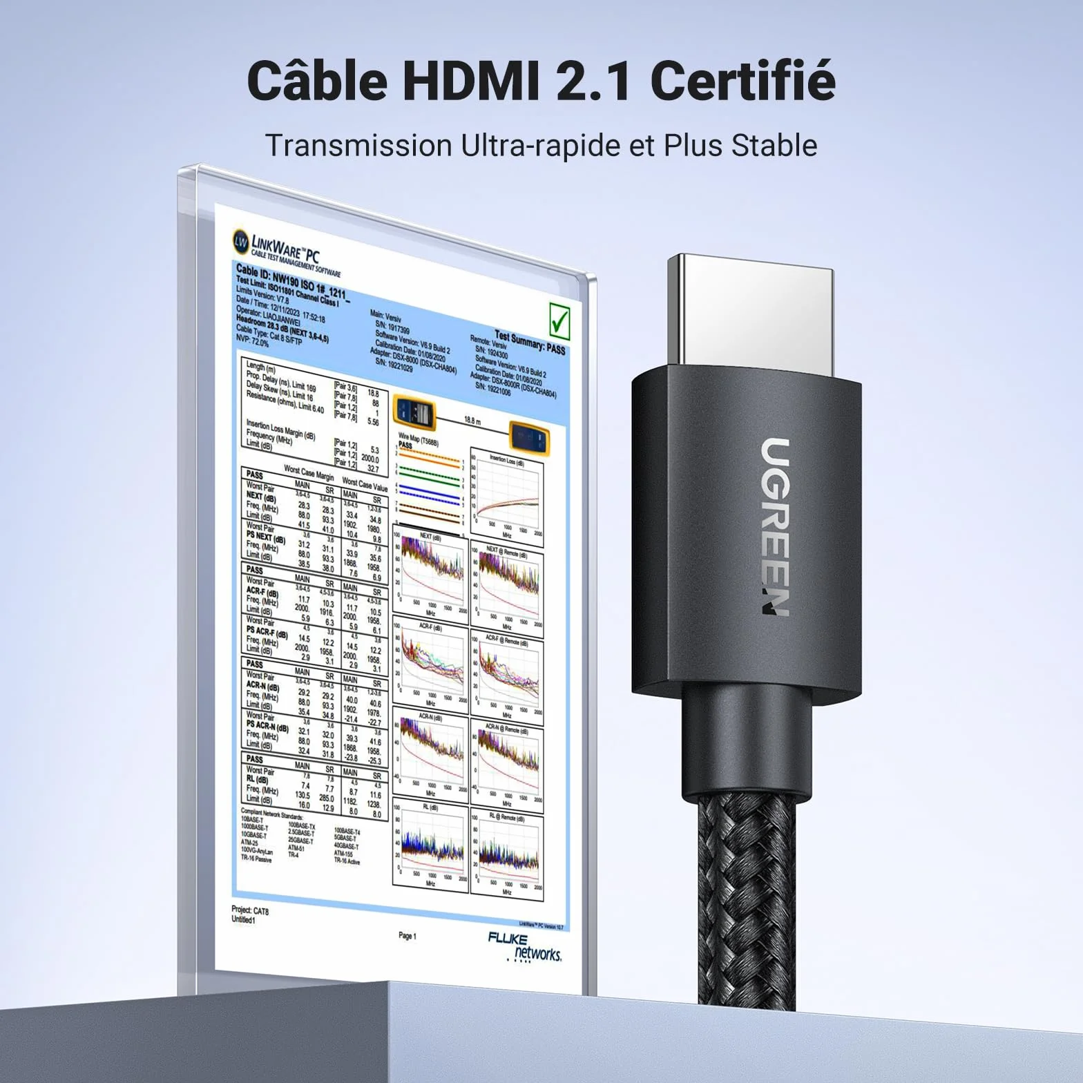 UGREEN 10K 8K 60Hz Câble HDMI 2.1 Certifié 4K 240Hz UHD Haute Vitesse 48Gbps 3D eARC HDR 10+ VRR HDCP 2.3 Dolby Vision Compatible avec Switch PS5 PS4 Xbox One X HDTV MacBook Pro Mac Mini M4 (2M)