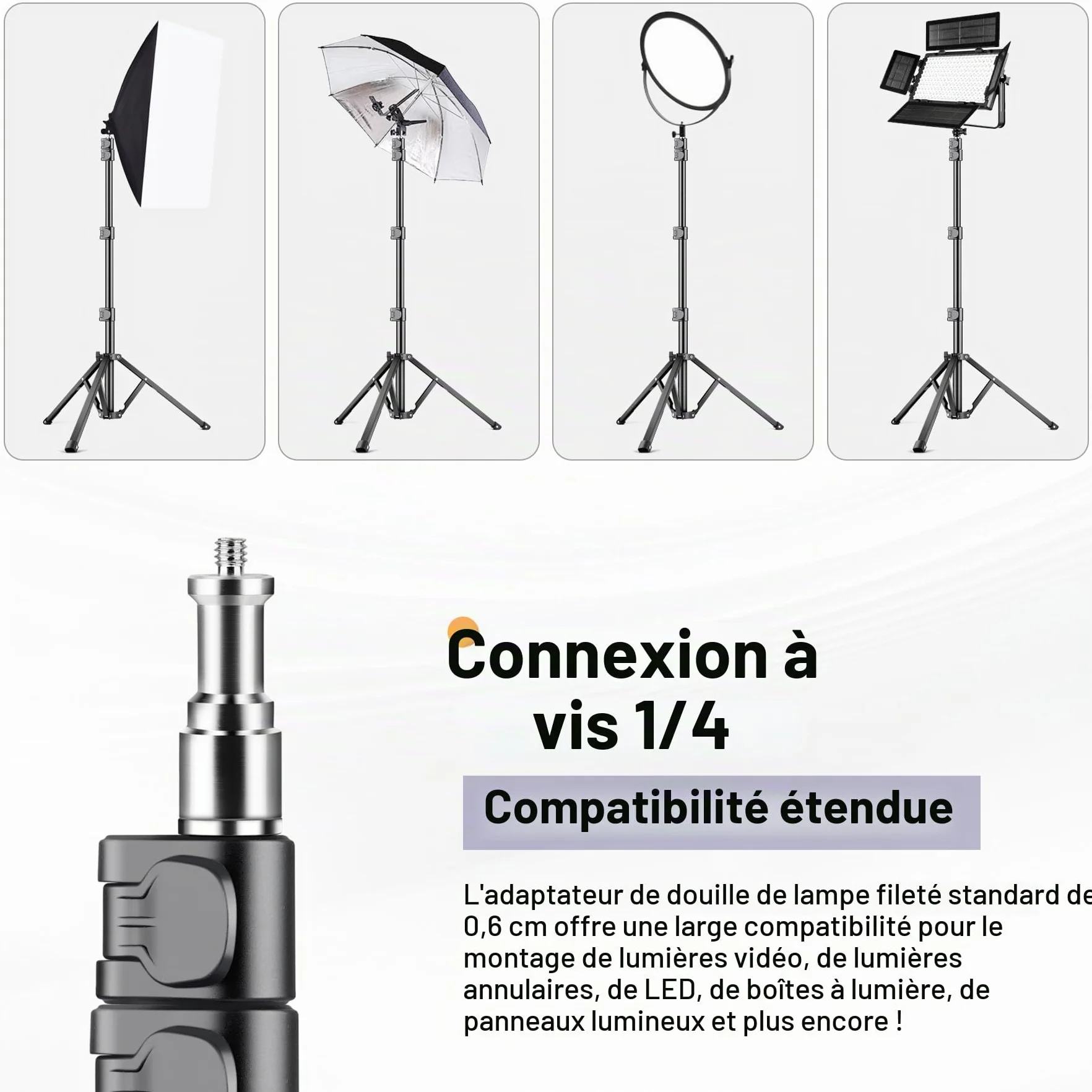 Victiv 224cm Haute Trepied Smartphone, Trépied Téléphone en Aluminium avec Col de Cygne Réglable, Télécommande, Support Telephone, Extensible Trépieds Appareil Photo avec Rotule à 360° pour DSLR Canon